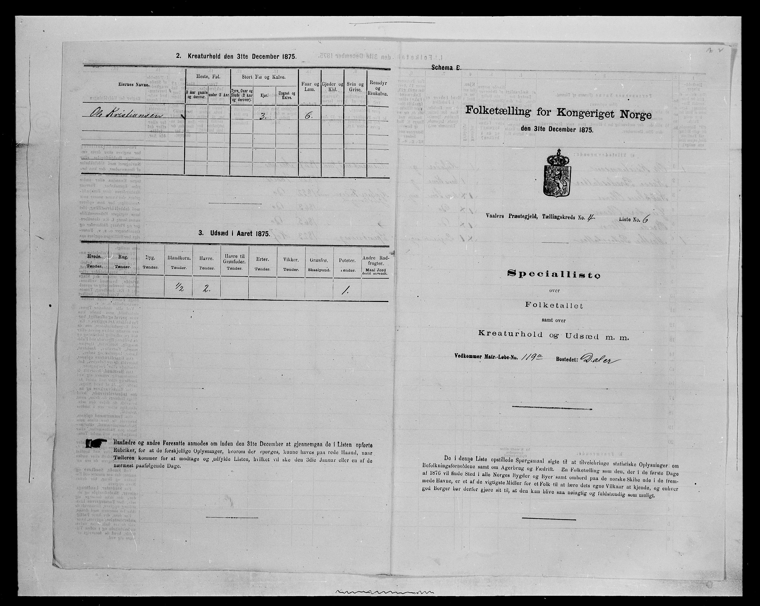 SAH, Folketelling 1875 for 0426P Våler prestegjeld (Hedmark), 1875, s. 504