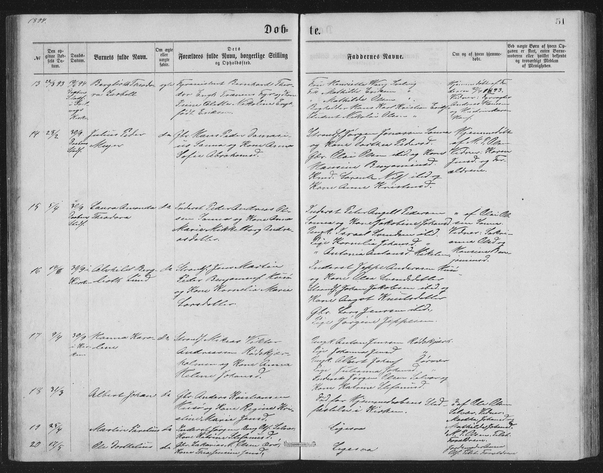 Ministerialprotokoller, klokkerbøker og fødselsregistre - Nordland, SAT/A-1459/840/L0582: Klokkerbok nr. 840C02, 1874-1900, s. 51