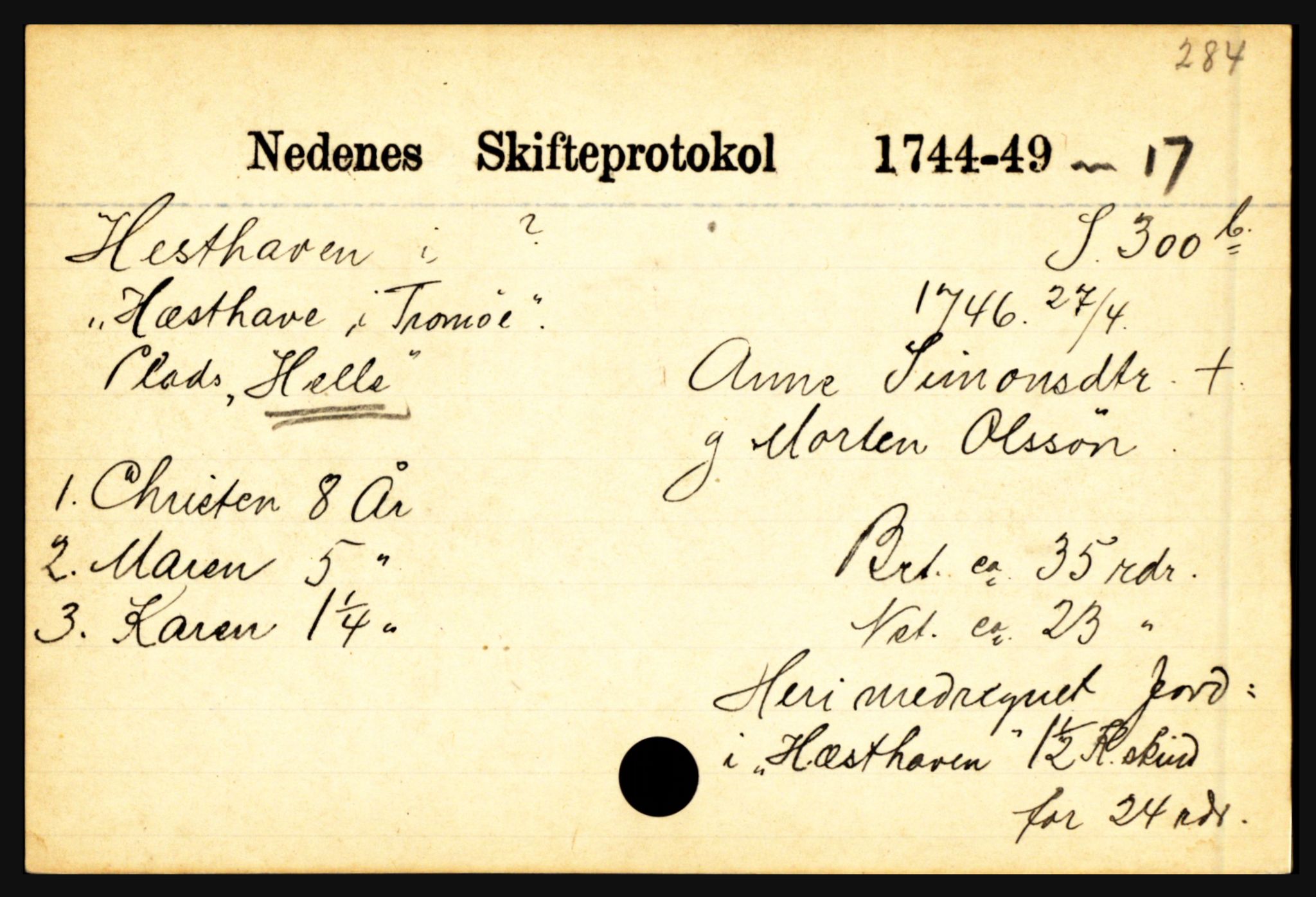 Nedenes sorenskriveri før 1824, AV/SAK-1221-0007/H, s. 11603