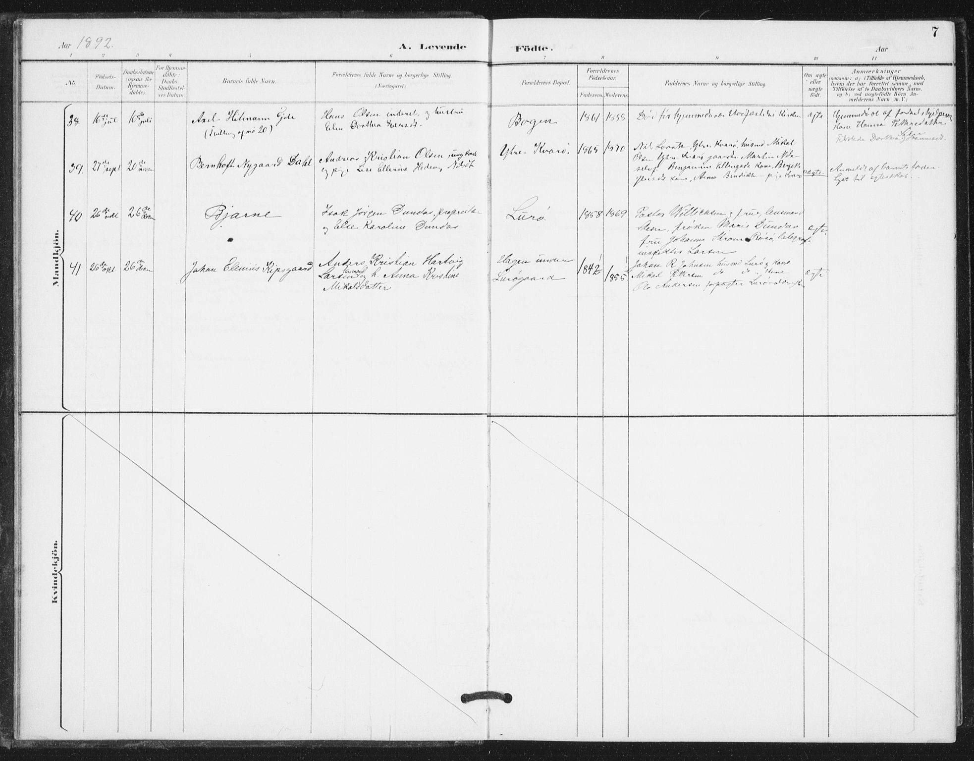 Ministerialprotokoller, klokkerbøker og fødselsregistre - Nordland, SAT/A-1459/839/L0573: Klokkerbok nr. 839C03, 1892-1917, s. 7