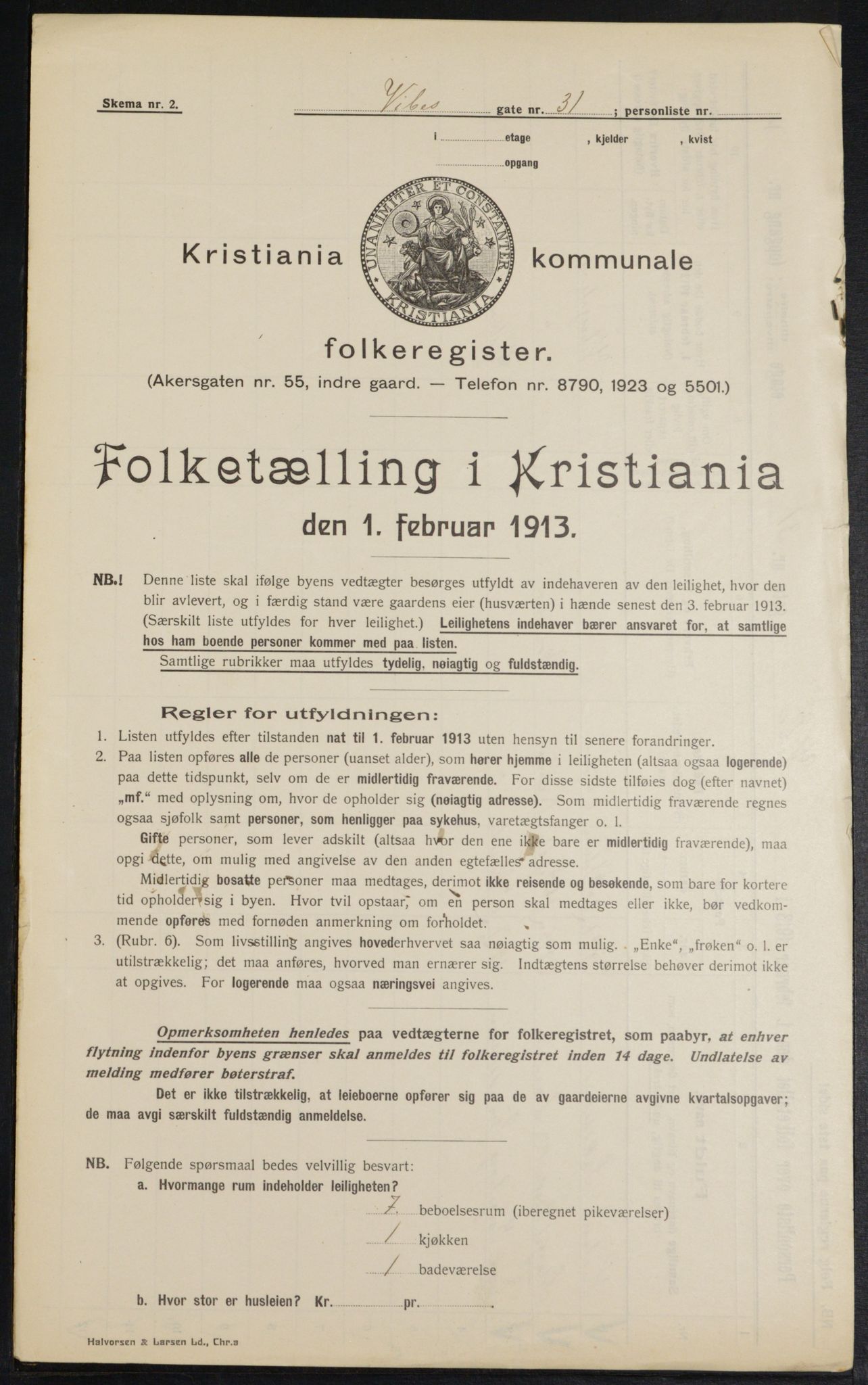 OBA, Kommunal folketelling 1.2.1913 for Kristiania, 1913, s. 123329