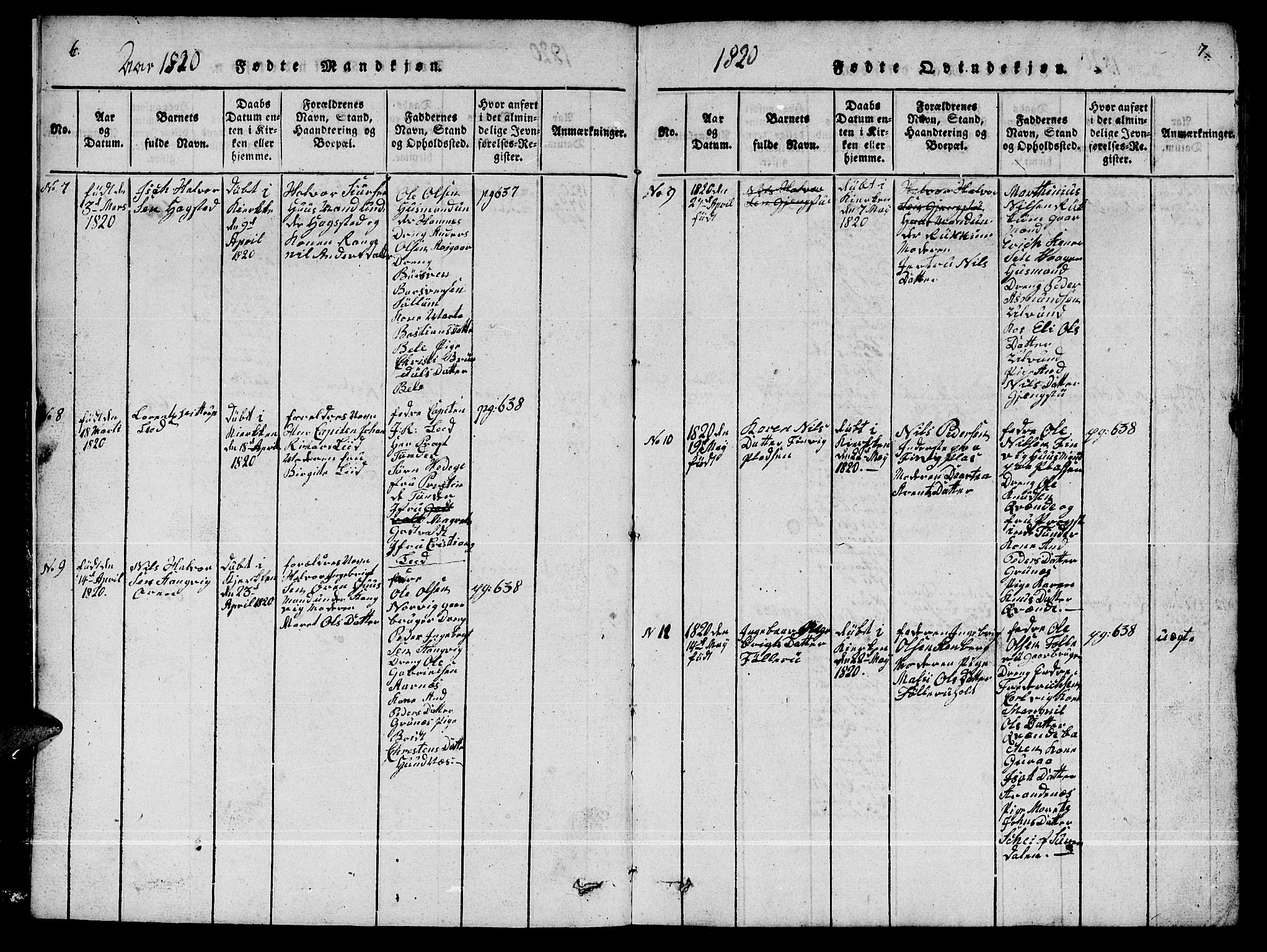 Ministerialprotokoller, klokkerbøker og fødselsregistre - Møre og Romsdal, AV/SAT-A-1454/592/L1031: Klokkerbok nr. 592C01, 1820-1833, s. 6-7