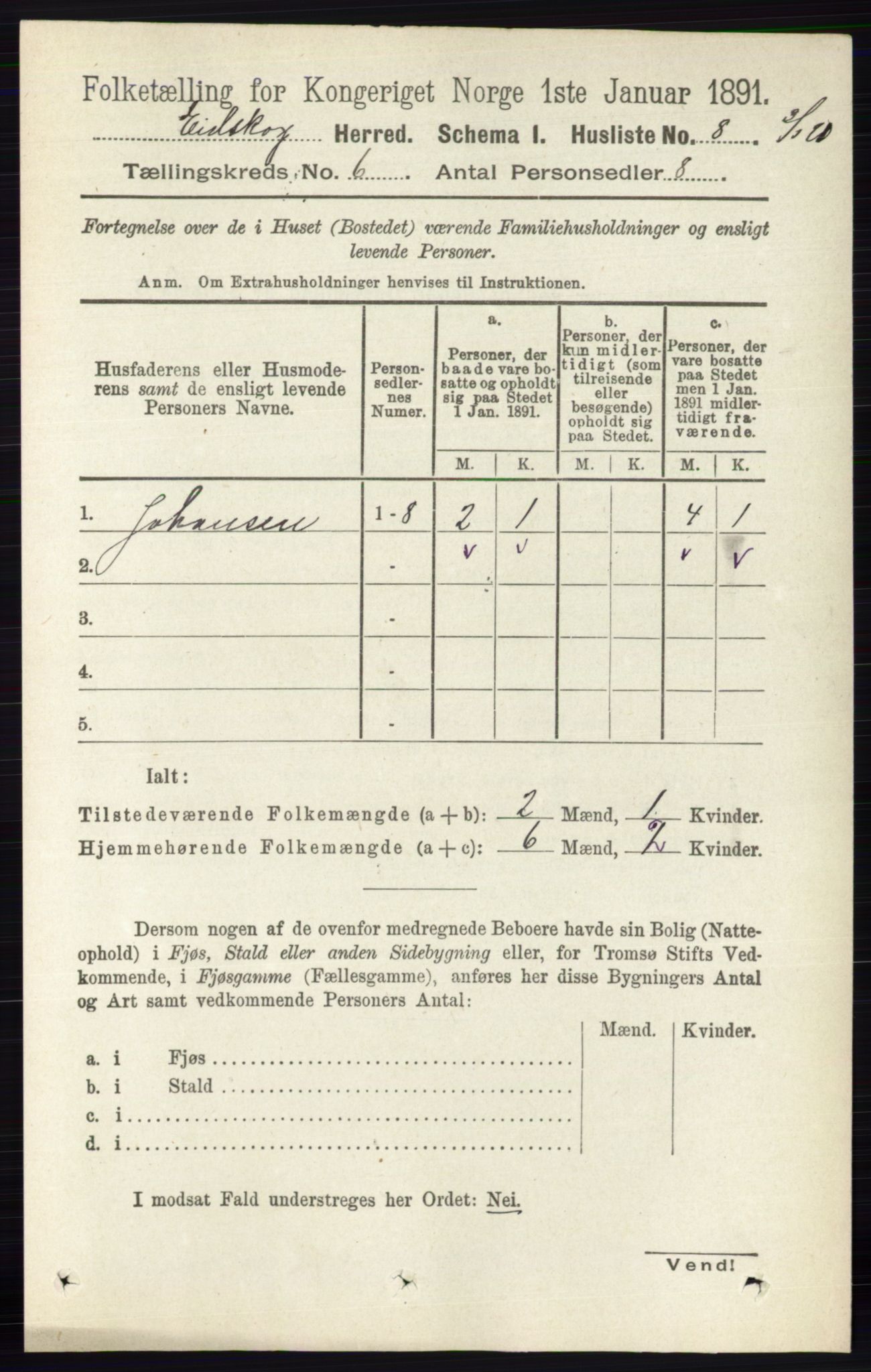 RA, Folketelling 1891 for 0420 Eidskog herred, 1891, s. 2719