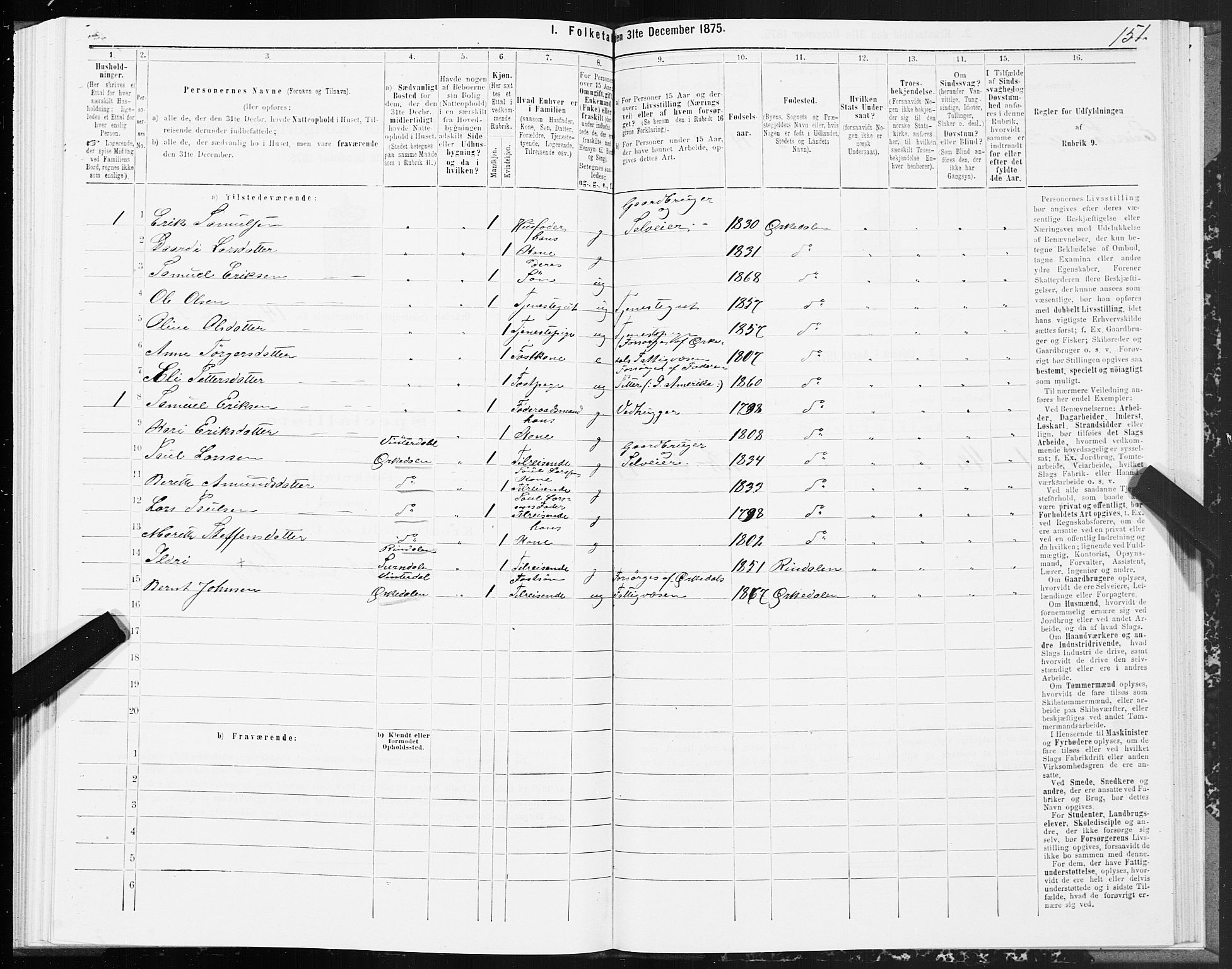 SAT, Folketelling 1875 for 1638P Orkdal prestegjeld, 1875, s. 7151