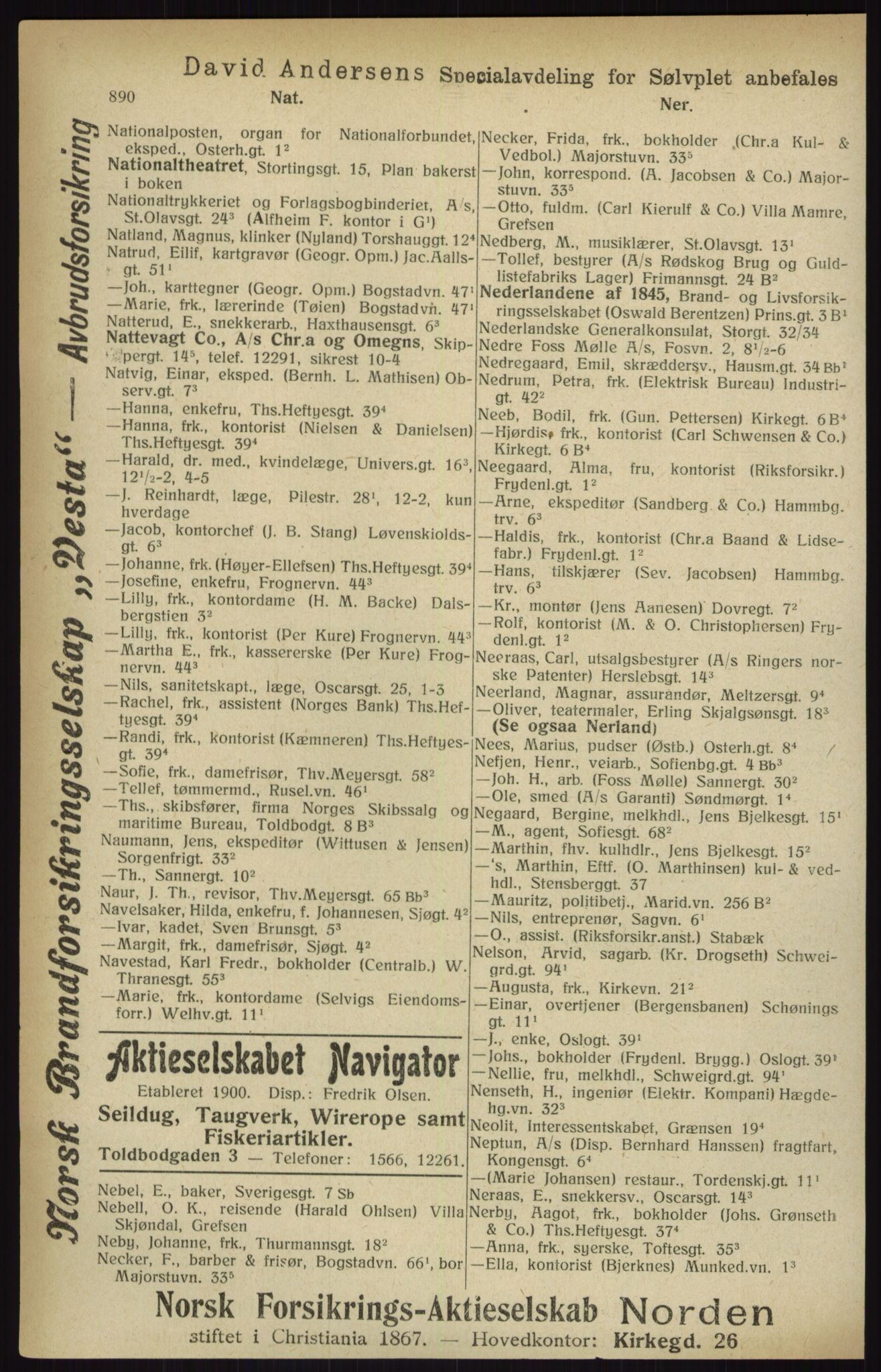 Kristiania/Oslo adressebok, PUBL/-, 1916, s. 890