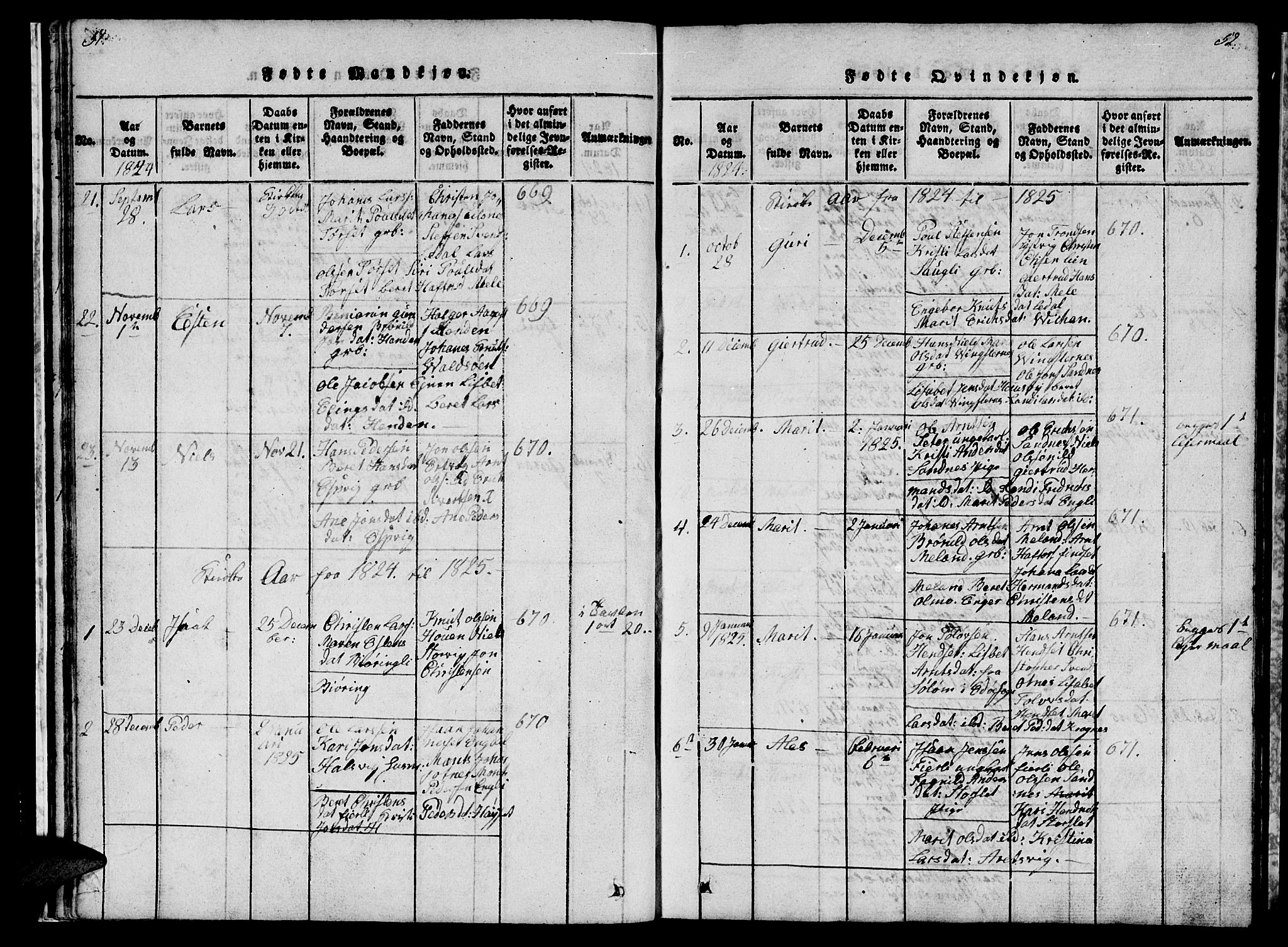 Ministerialprotokoller, klokkerbøker og fødselsregistre - Møre og Romsdal, AV/SAT-A-1454/578/L0908: Klokkerbok nr. 578C01, 1819-1837, s. 51-52