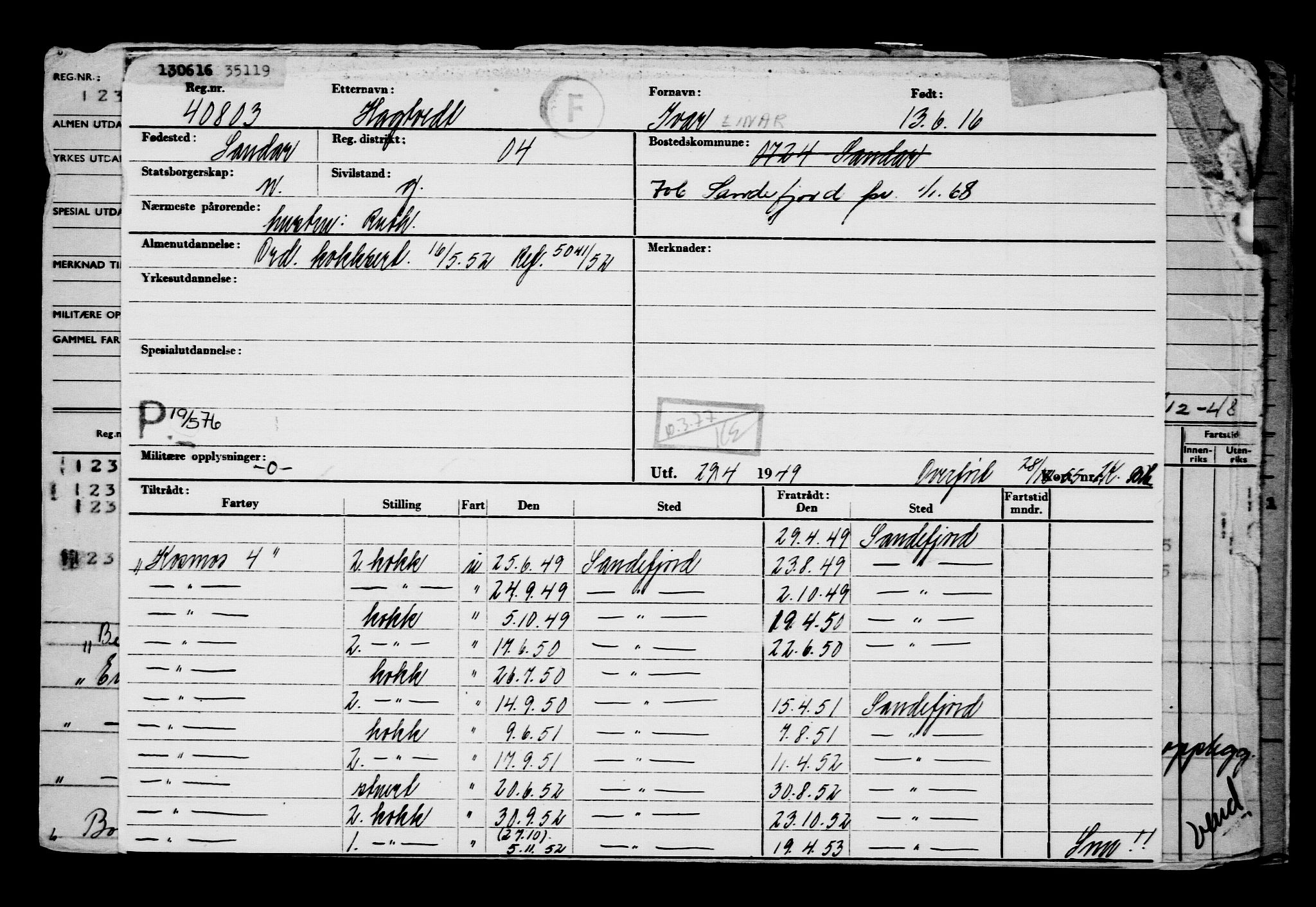 Direktoratet for sjømenn, AV/RA-S-3545/G/Gb/L0140: Hovedkort, 1916, s. 65