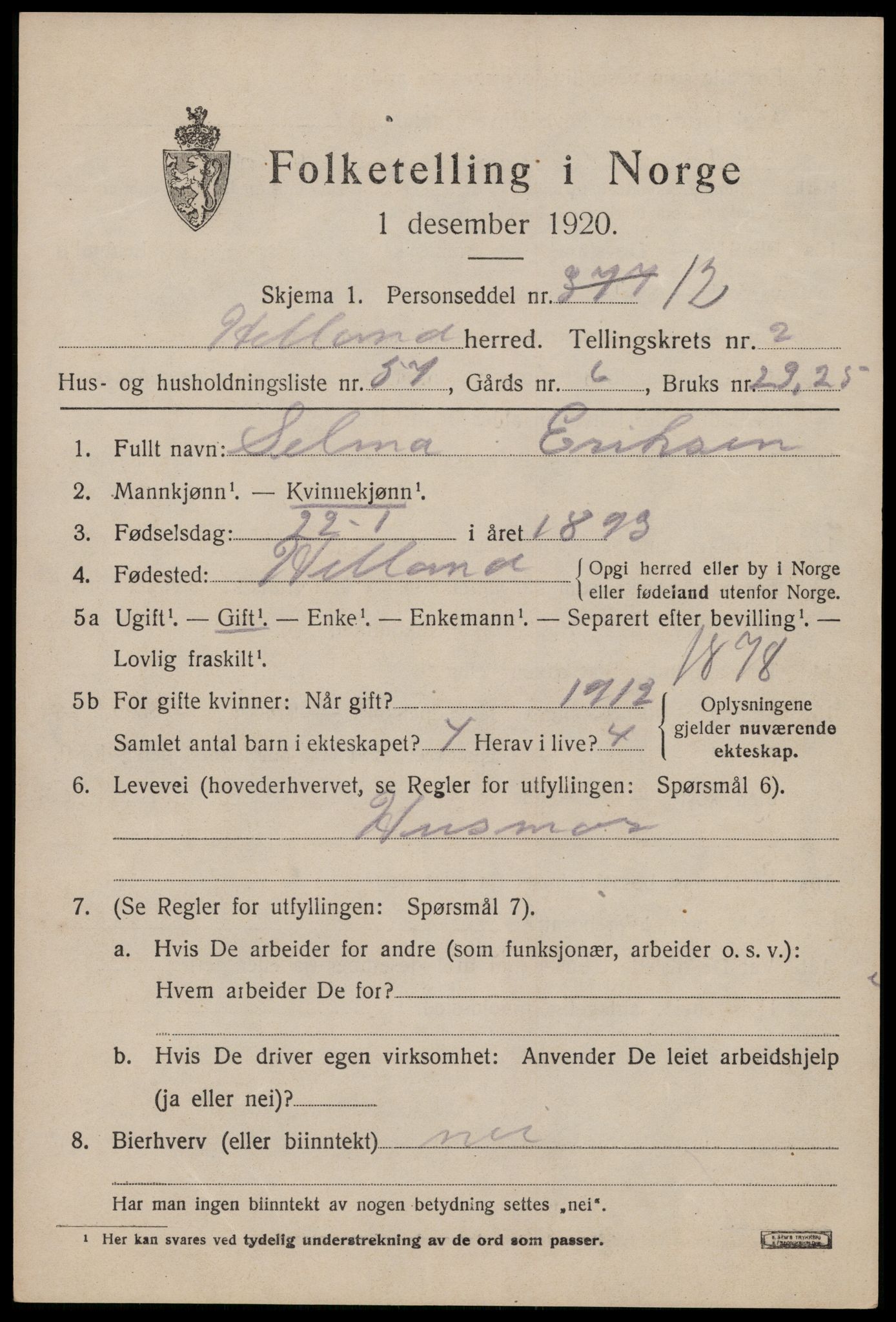 SAST, Folketelling 1920 for 1126 Hetland herred, 1920, s. 4751