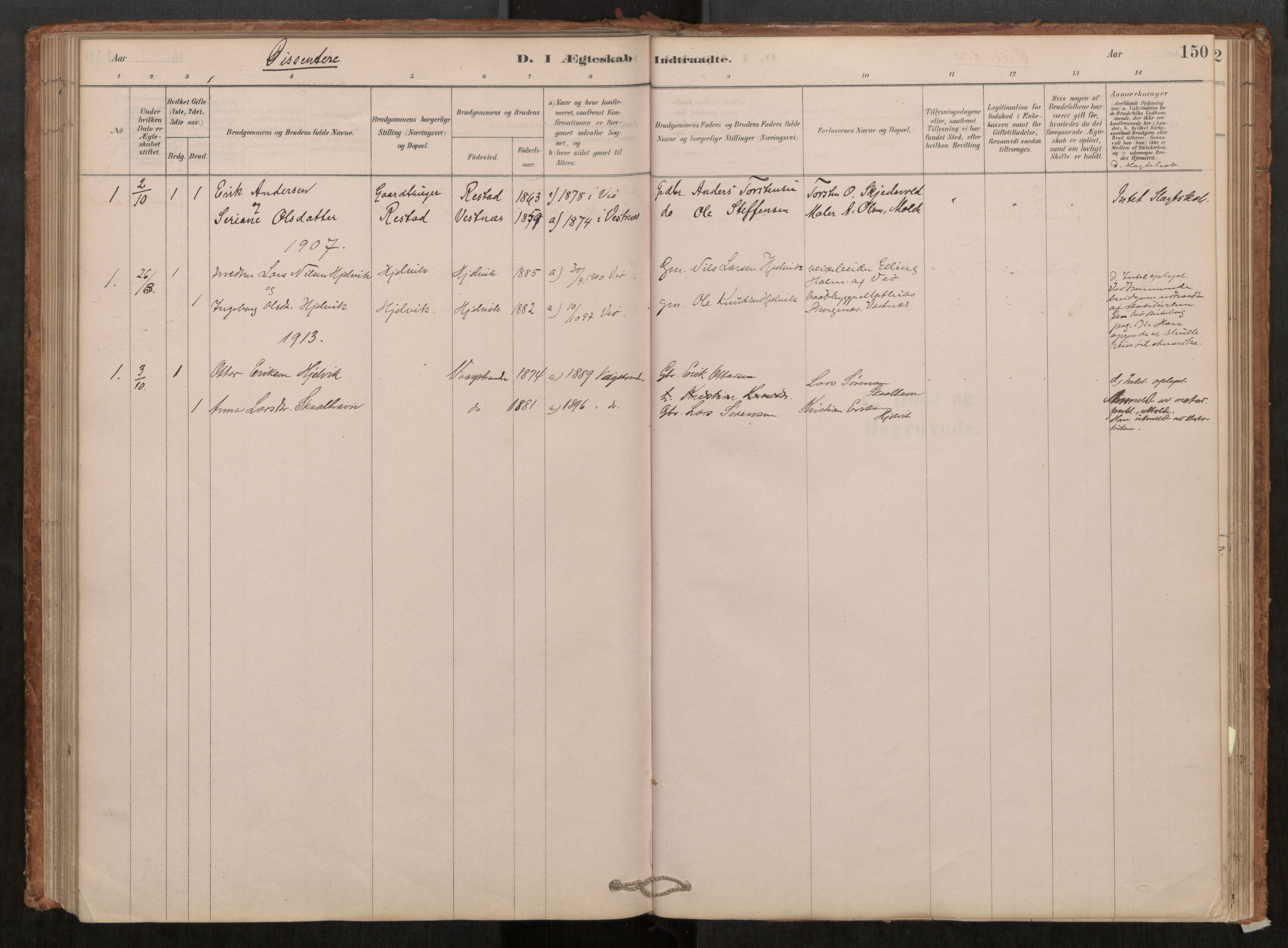 Ministerialprotokoller, klokkerbøker og fødselsregistre - Møre og Romsdal, AV/SAT-A-1454/550/L0621: Ministerialbok nr. 550A01, 1878-1915, s. 150
