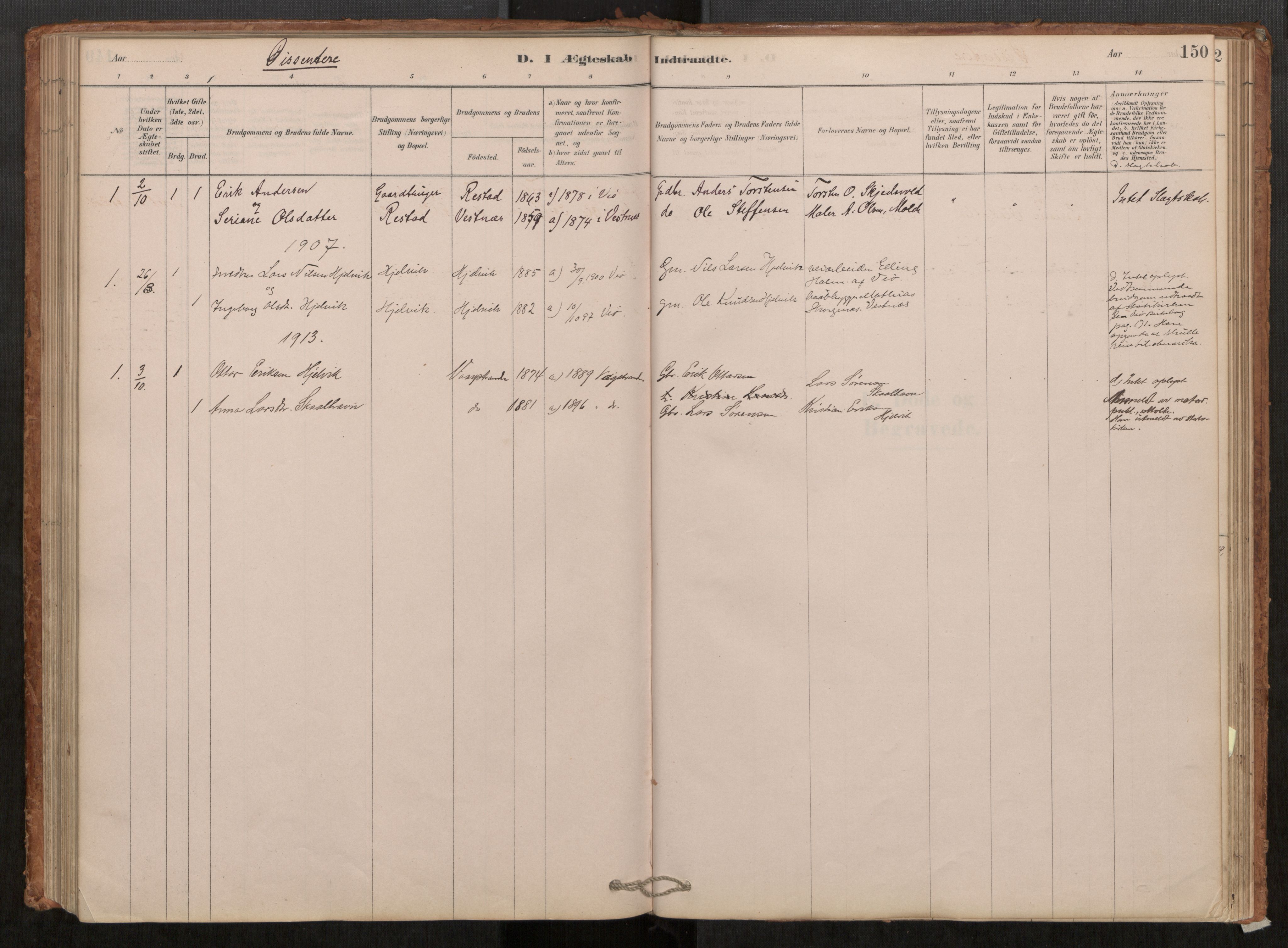 Ministerialprotokoller, klokkerbøker og fødselsregistre - Møre og Romsdal, SAT/A-1454/550/L0621: Ministerialbok nr. 550A01, 1878-1915, s. 150