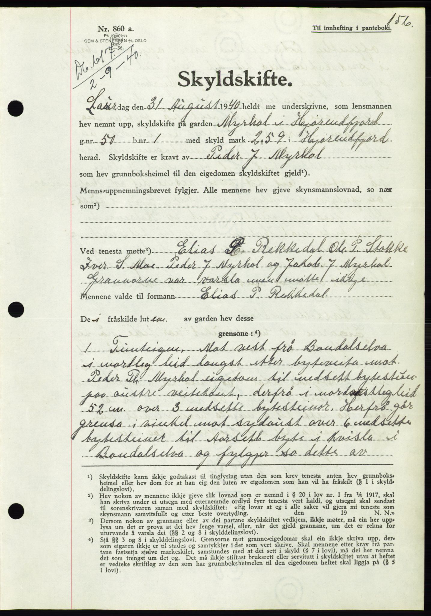 Søre Sunnmøre sorenskriveri, SAT/A-4122/1/2/2C/L0070: Pantebok nr. 64, 1940-1941, Dagboknr: 617/1940