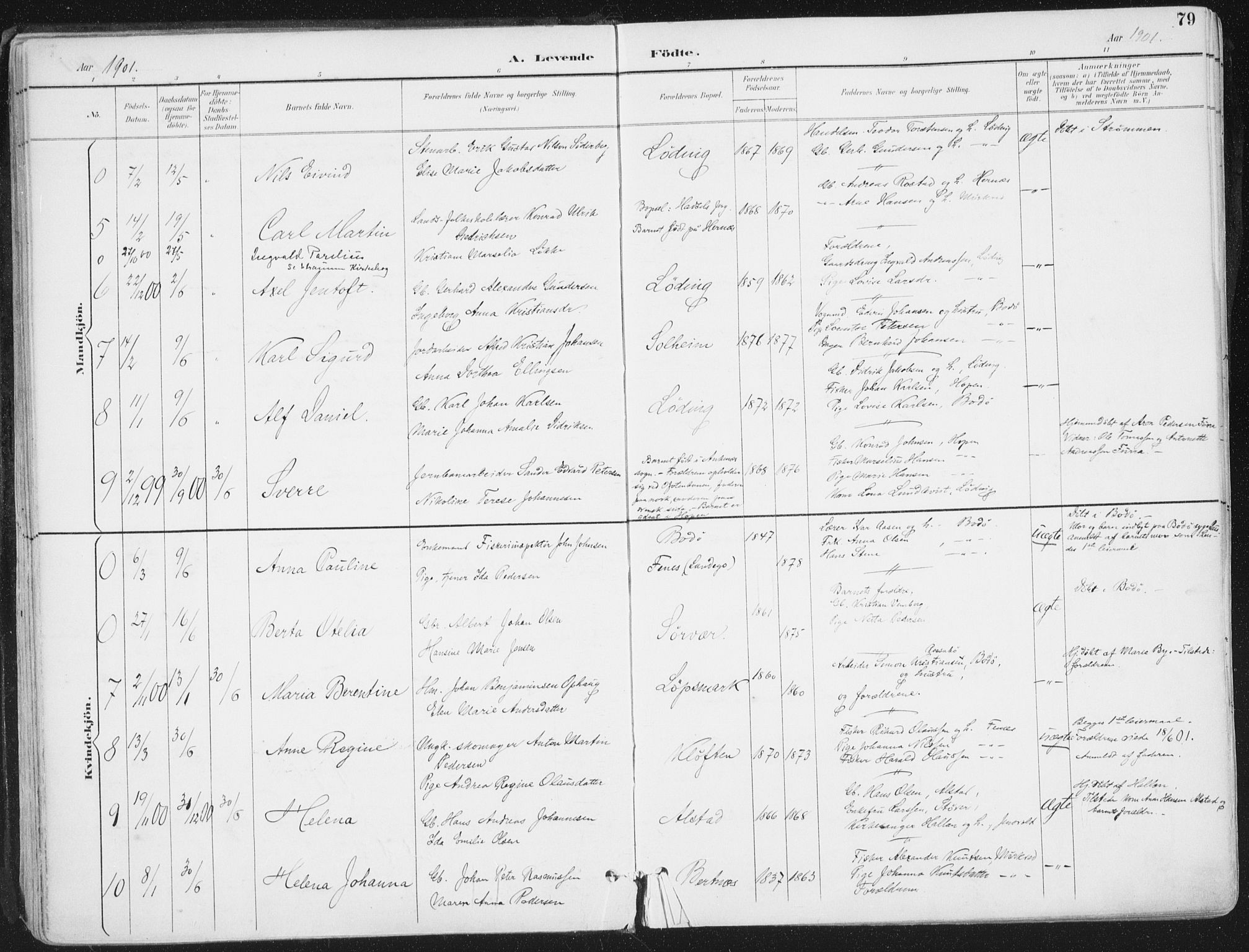 Ministerialprotokoller, klokkerbøker og fødselsregistre - Nordland, AV/SAT-A-1459/802/L0055: Ministerialbok nr. 802A02, 1894-1915, s. 79