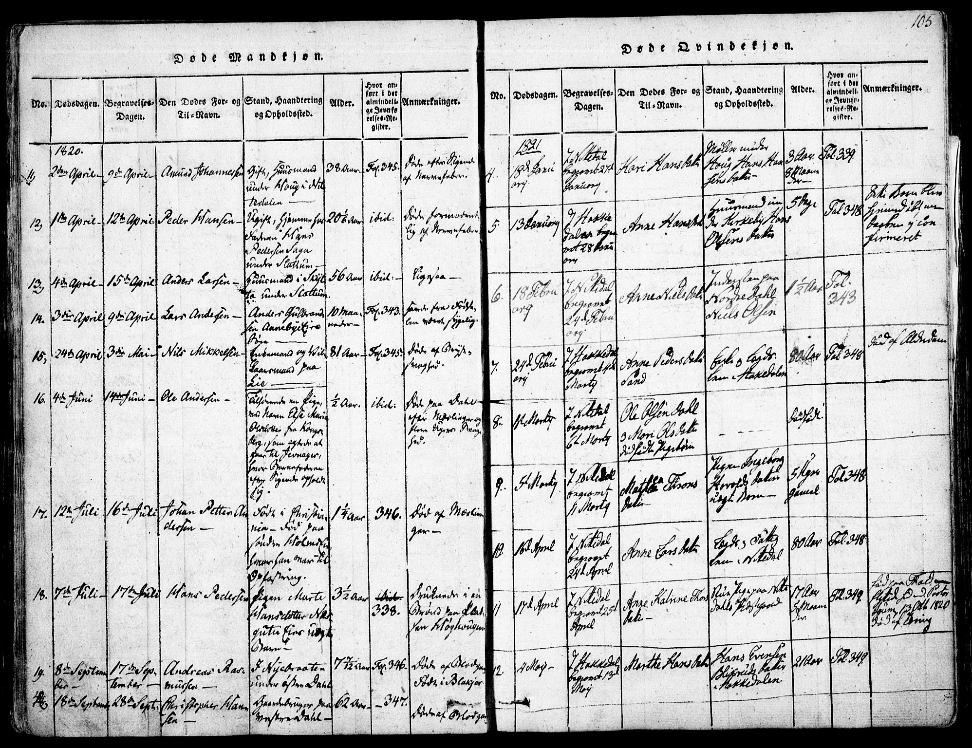 Nittedal prestekontor Kirkebøker, AV/SAO-A-10365a/F/Fa/L0003: Ministerialbok nr. I 3, 1814-1836, s. 105