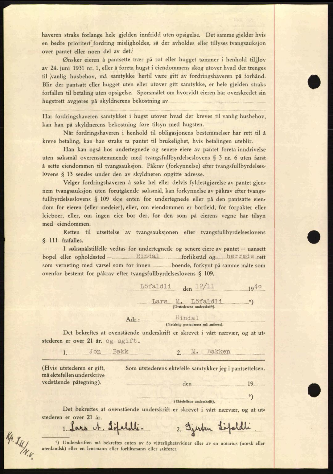 Nordmøre sorenskriveri, AV/SAT-A-4132/1/2/2Ca: Pantebok nr. B87, 1940-1941, Dagboknr: 2064/1940