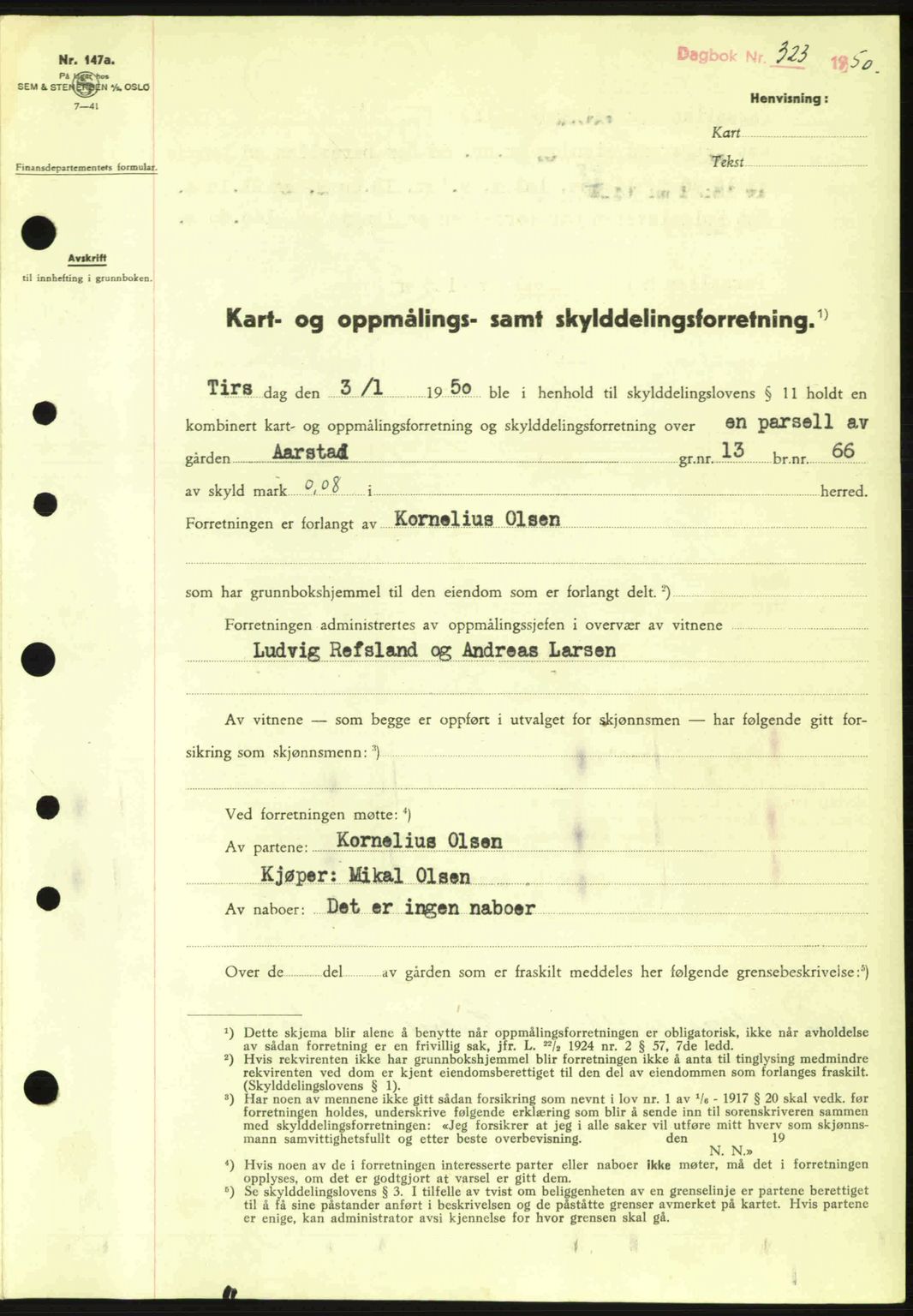 Dalane sorenskriveri, SAST/A-100309/02/G/Gb/L0054: Pantebok nr. A14, 1949-1950, Dagboknr: 323/1950