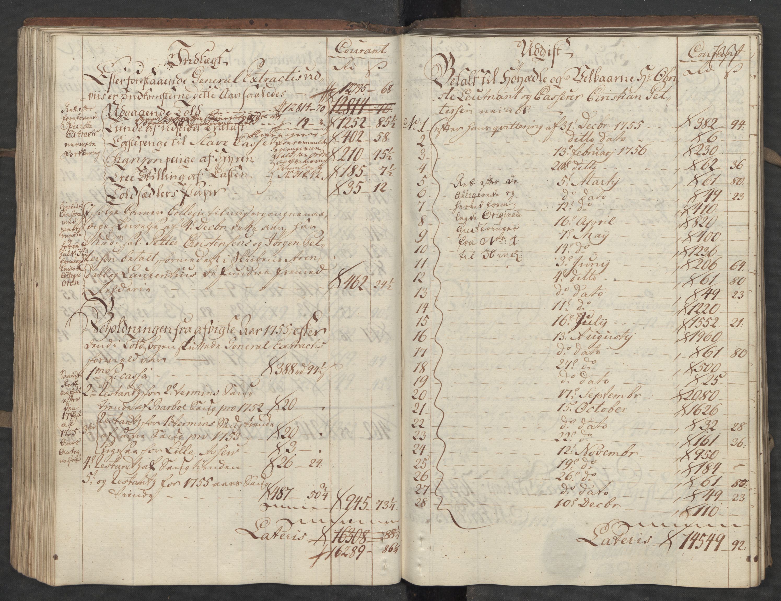 Generaltollkammeret, tollregnskaper, AV/RA-EA-5490/R15/L0030a/0001: Tollregnskaper Arendal / Utgående hovedtollbok, 1756, s. 132b-133a