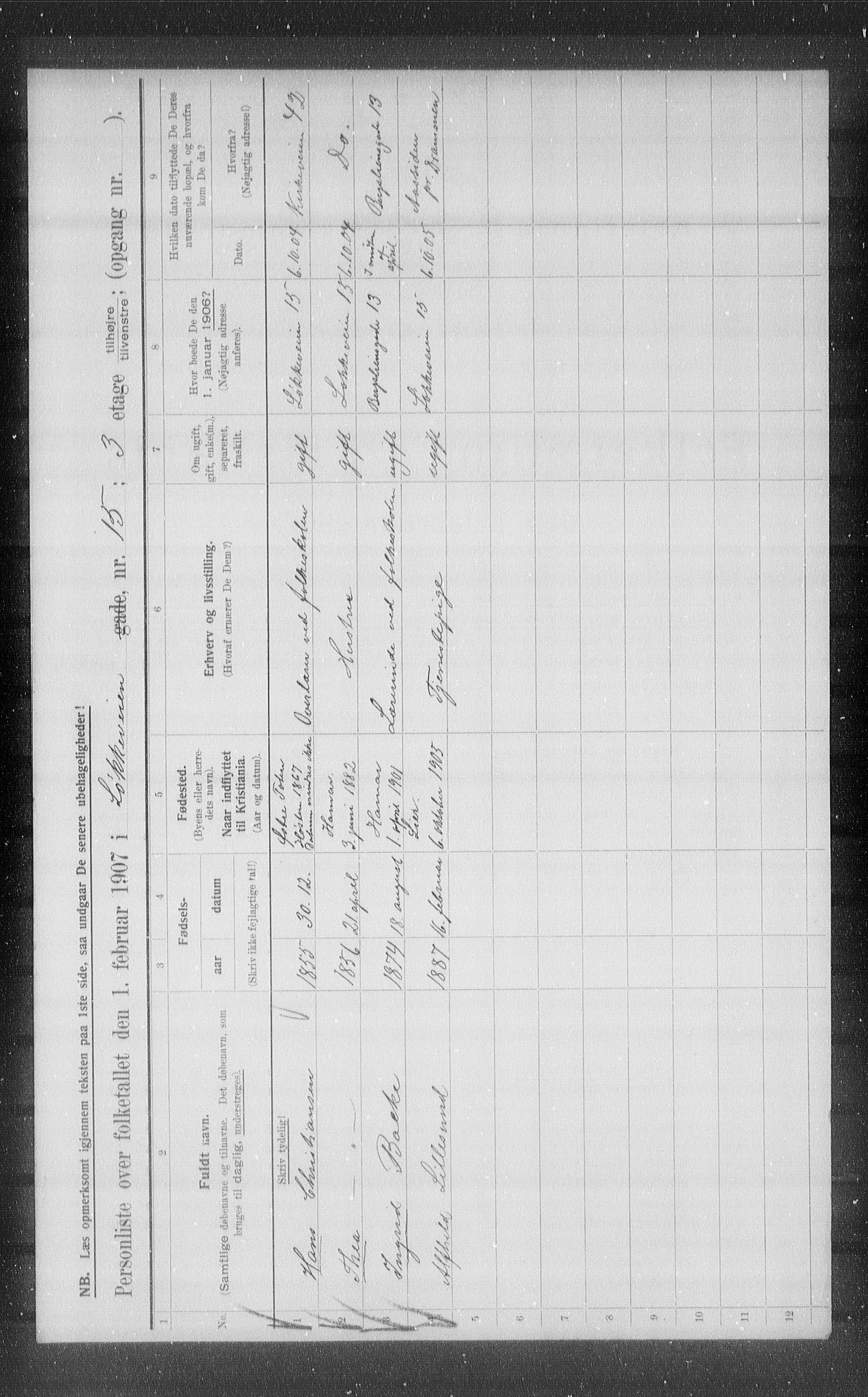 OBA, Kommunal folketelling 1.2.1907 for Kristiania kjøpstad, 1907, s. 30064