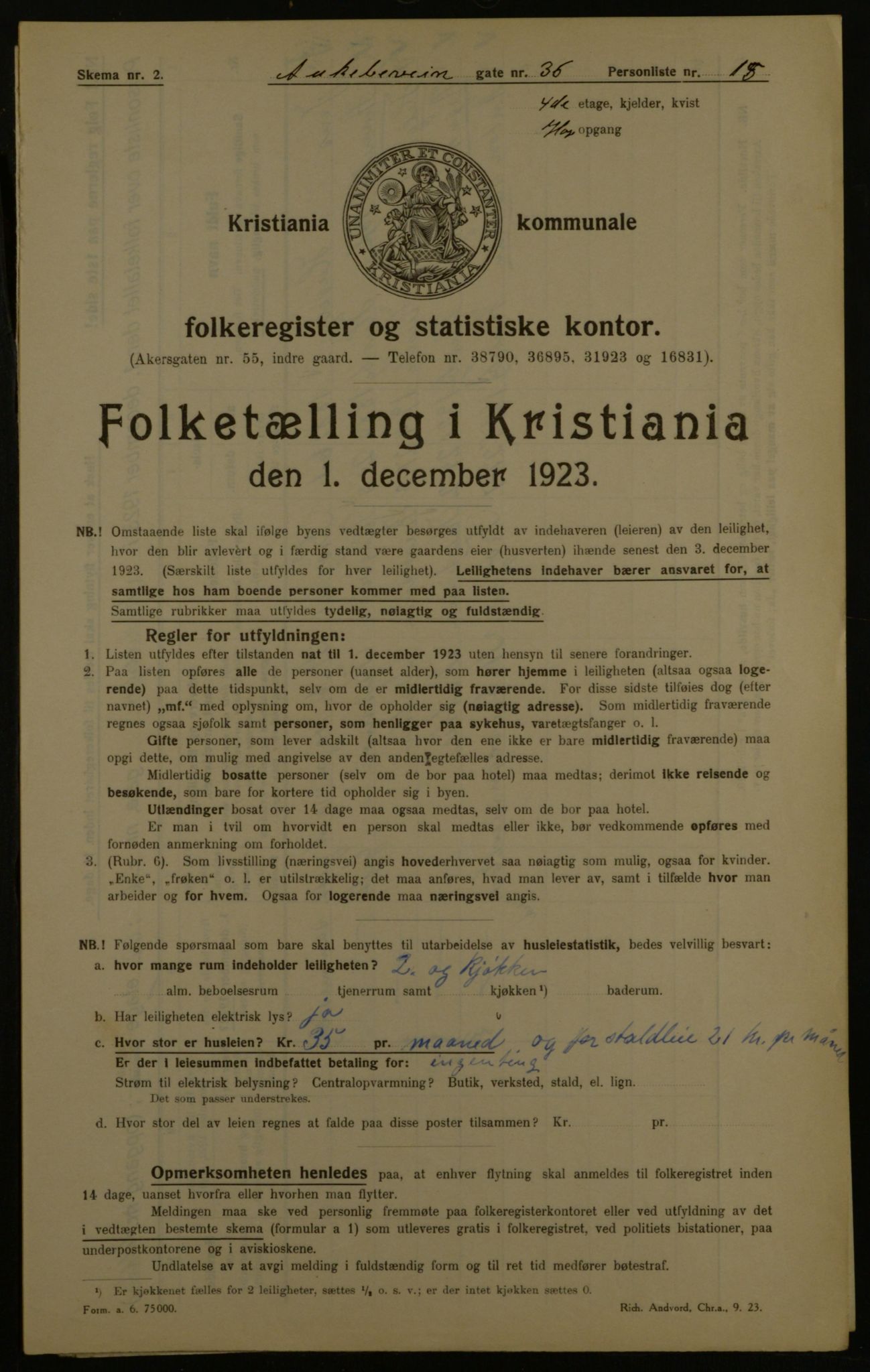 OBA, Kommunal folketelling 1.12.1923 for Kristiania, 1923, s. 143734