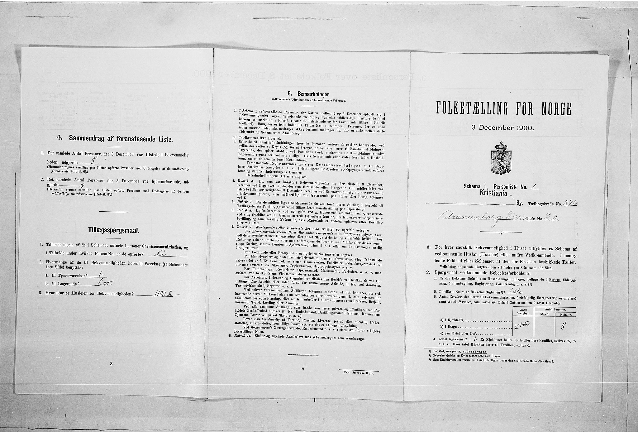 SAO, Folketelling 1900 for 0301 Kristiania kjøpstad, 1900, s. 108108