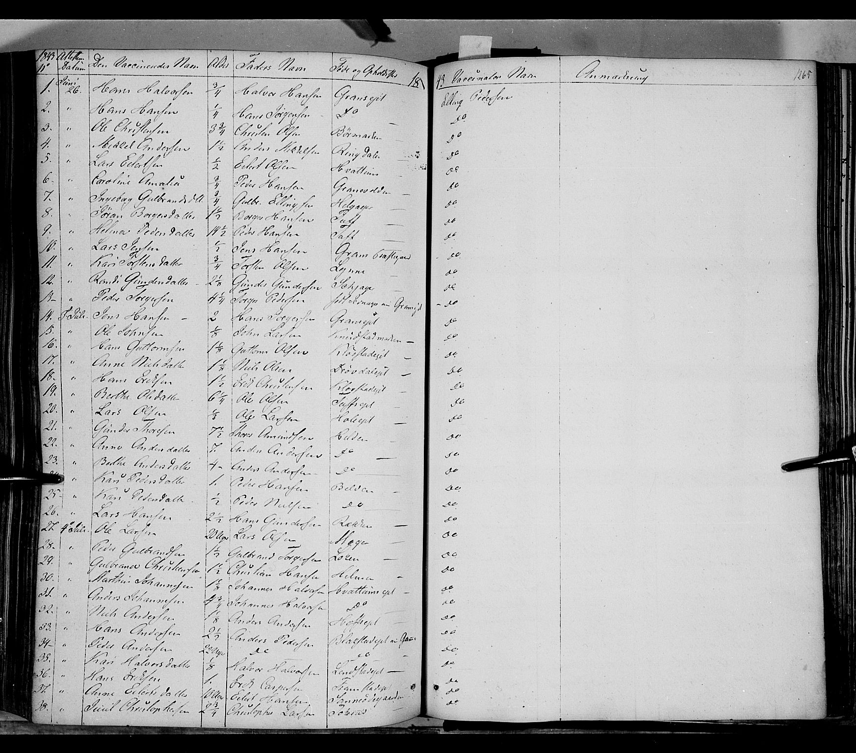 Gran prestekontor, AV/SAH-PREST-112/H/Ha/Haa/L0011: Ministerialbok nr. 11, 1842-1856, s. 1264-1265