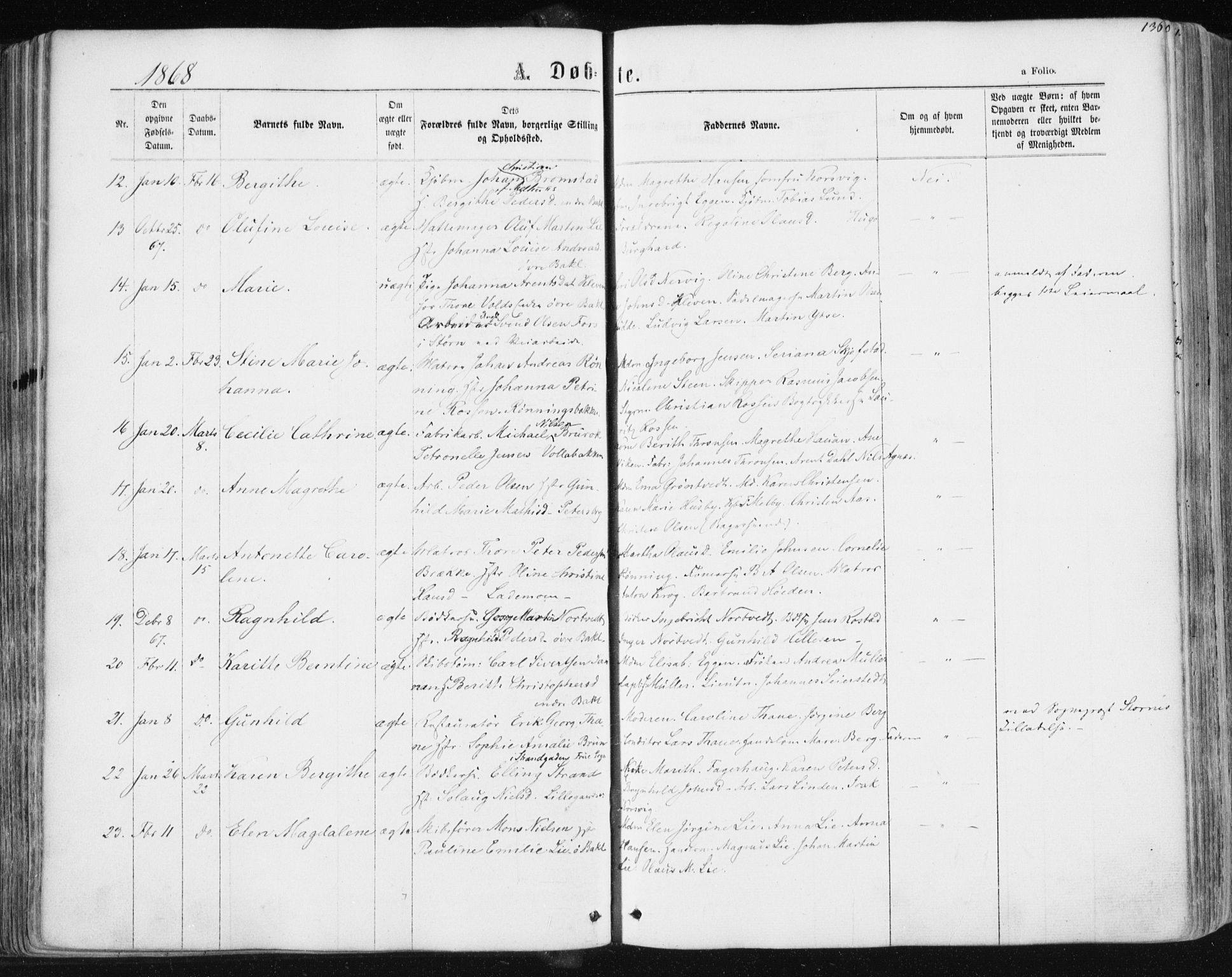 Ministerialprotokoller, klokkerbøker og fødselsregistre - Sør-Trøndelag, SAT/A-1456/604/L0186: Ministerialbok nr. 604A07, 1866-1877, s. 136