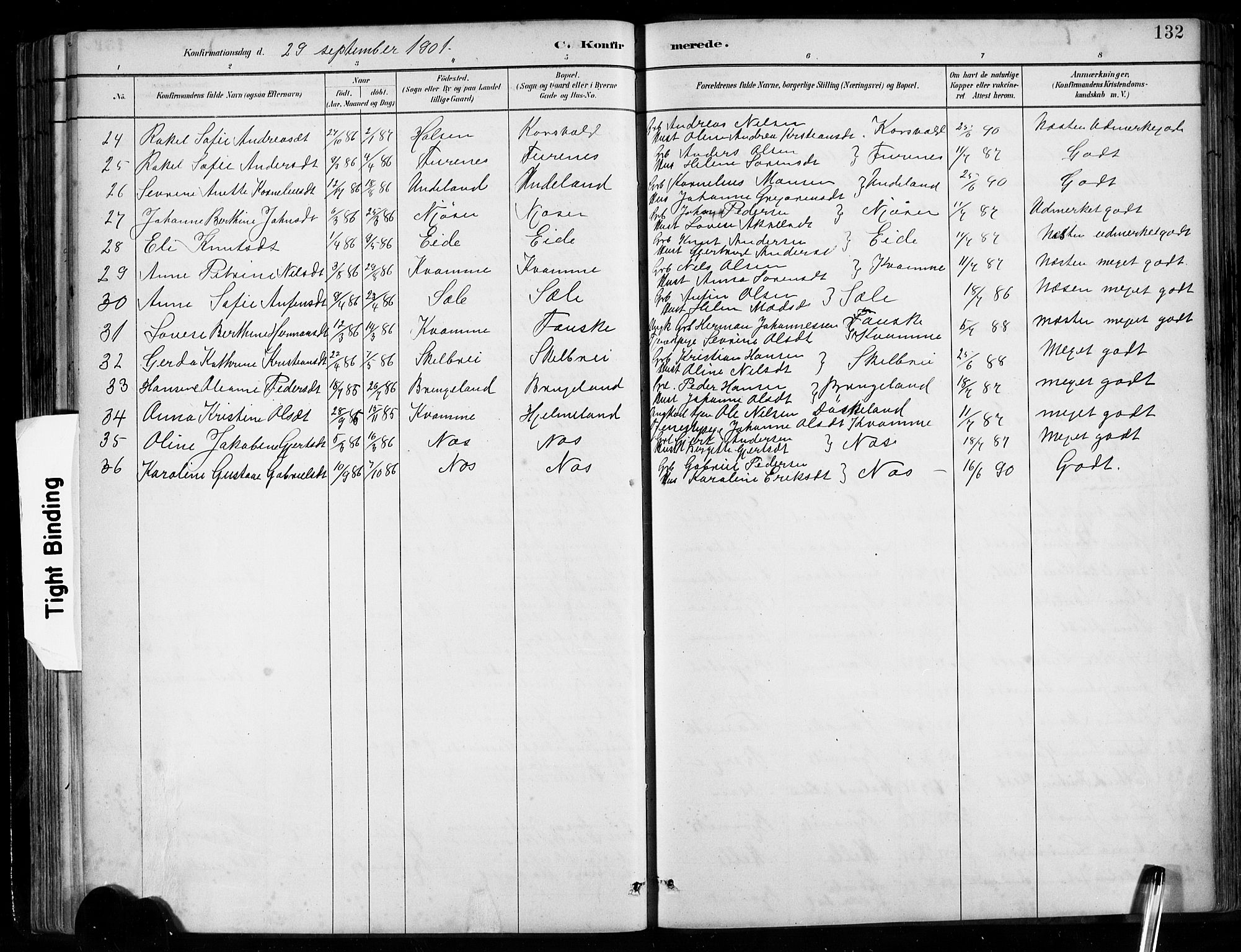 Gaular sokneprestembete, AV/SAB-A-80001/H/Hab: Klokkerbok nr. B 3, 1882-1913, s. 132