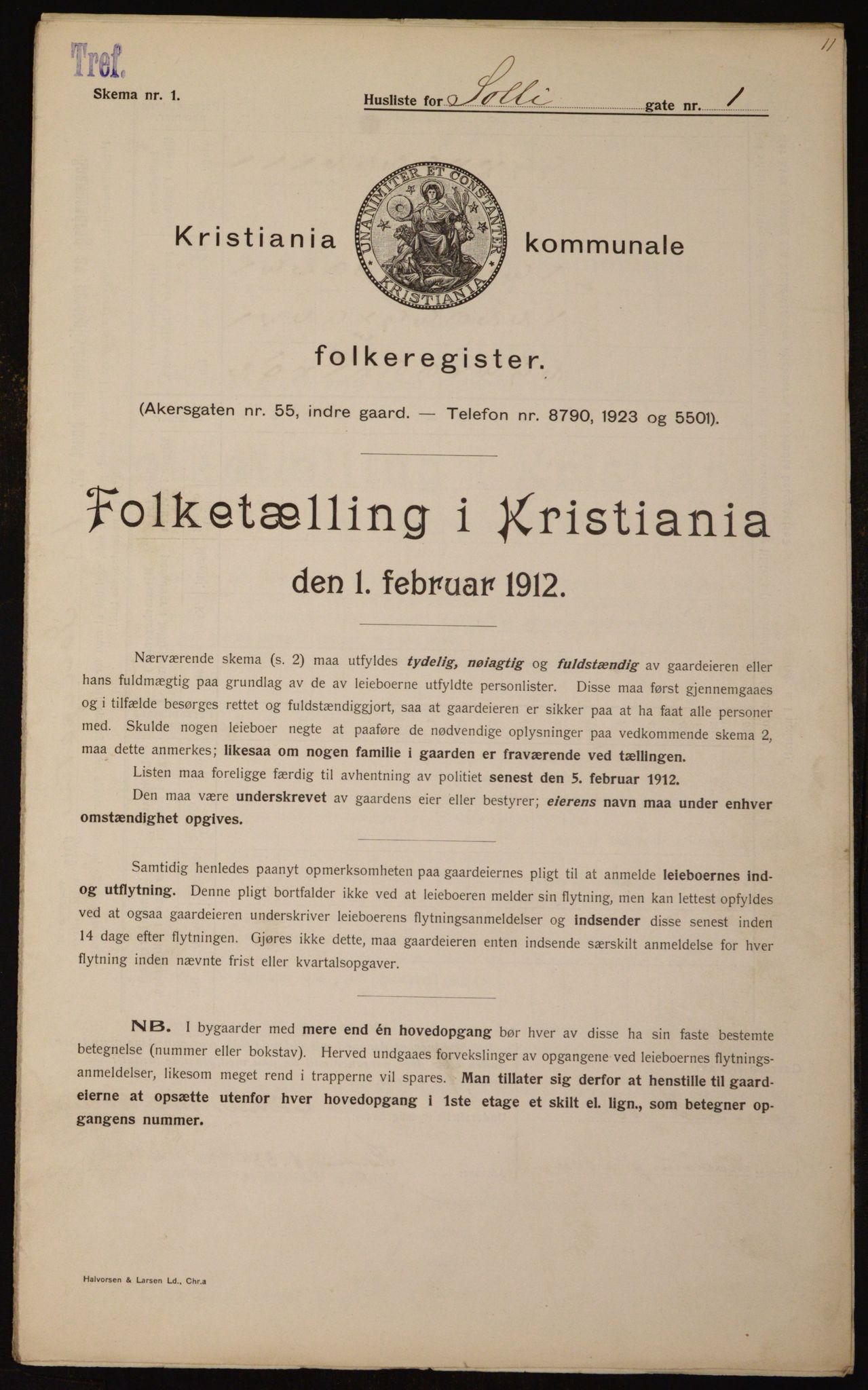 OBA, Kommunal folketelling 1.2.1912 for Kristiania, 1912, s. 99936