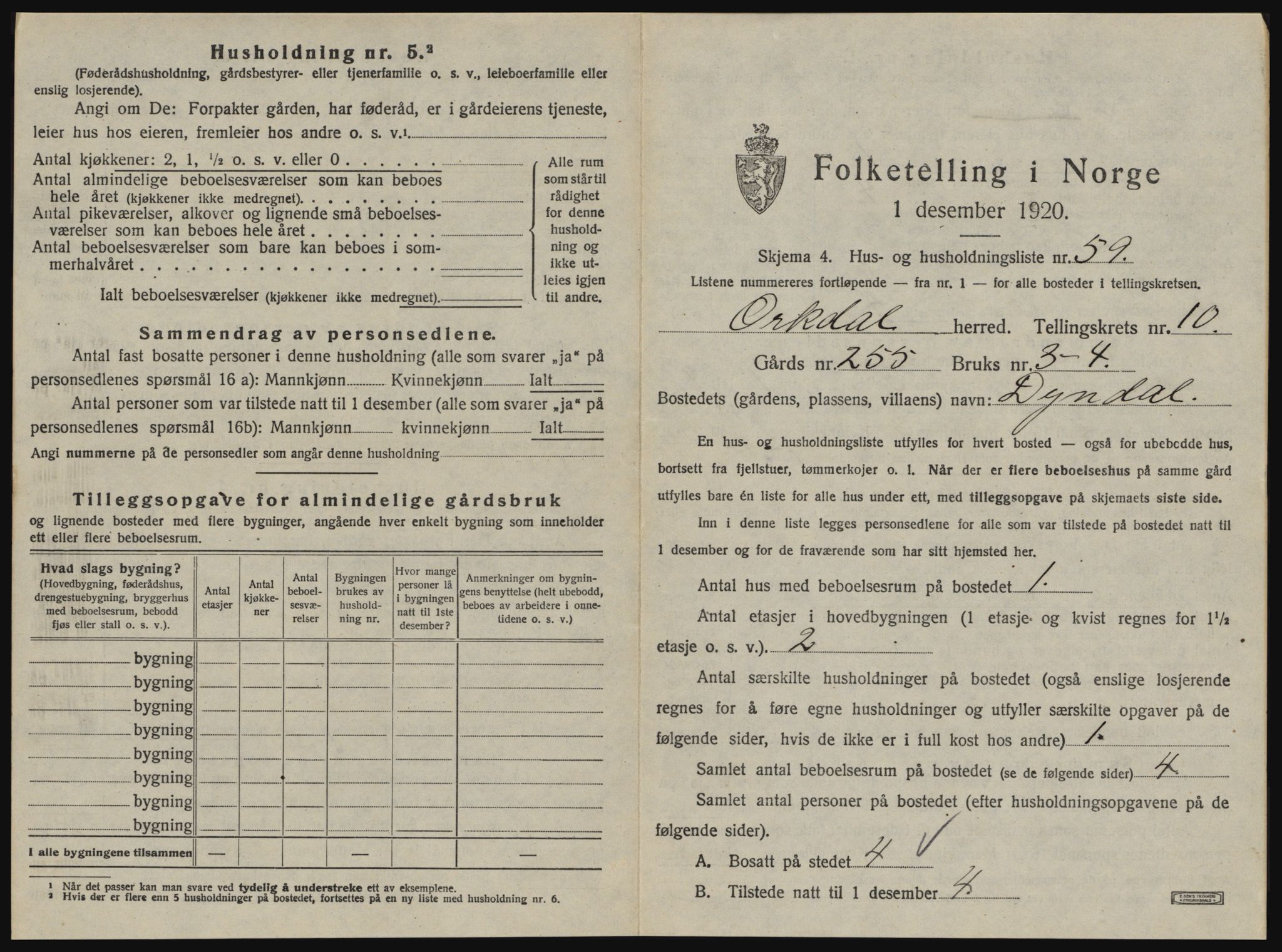 SAT, Folketelling 1920 for 1638 Orkdal herred, 1920, s. 1220