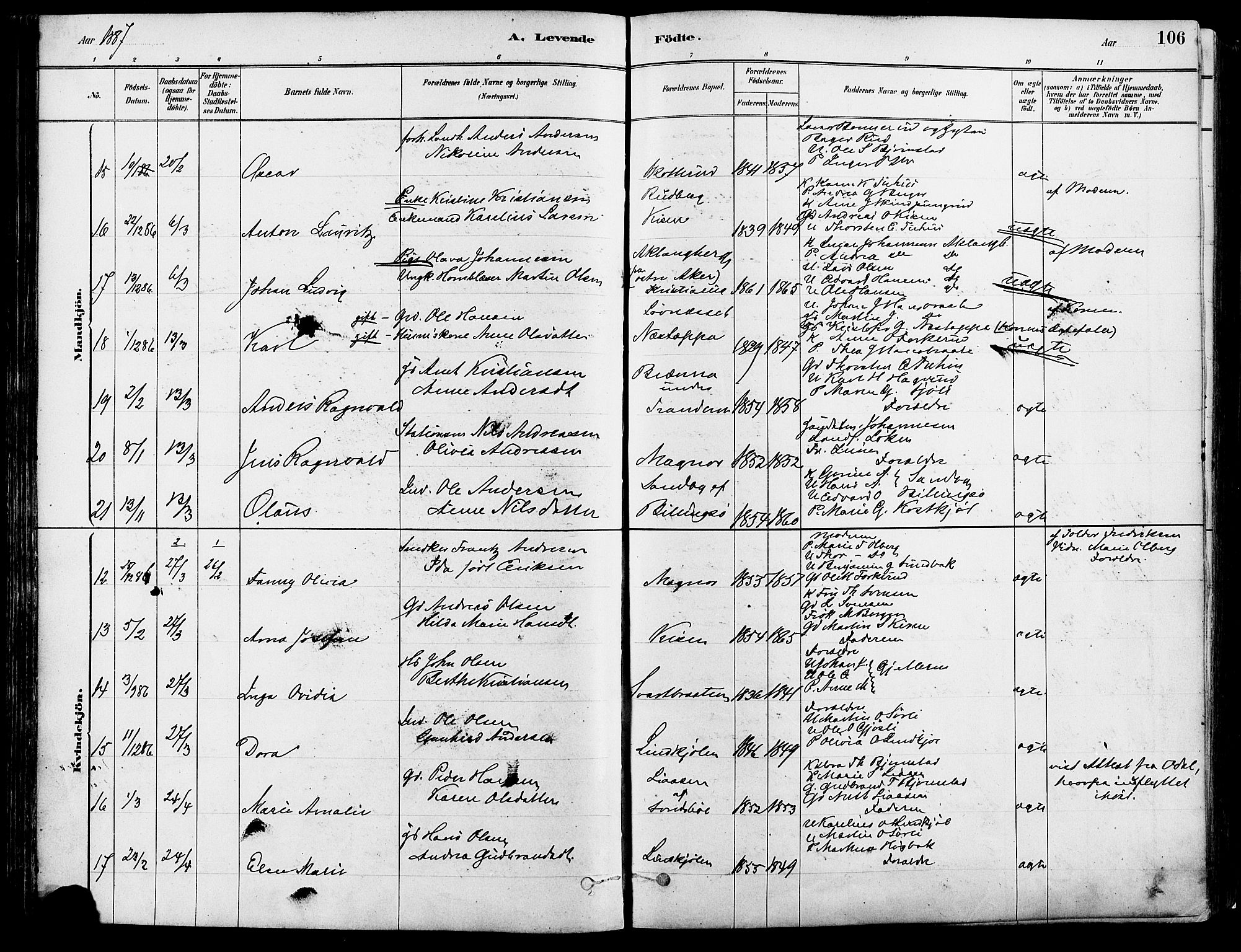 Eidskog prestekontor, AV/SAH-PREST-026/H/Ha/Haa/L0003: Ministerialbok nr. 3, 1879-1892, s. 106
