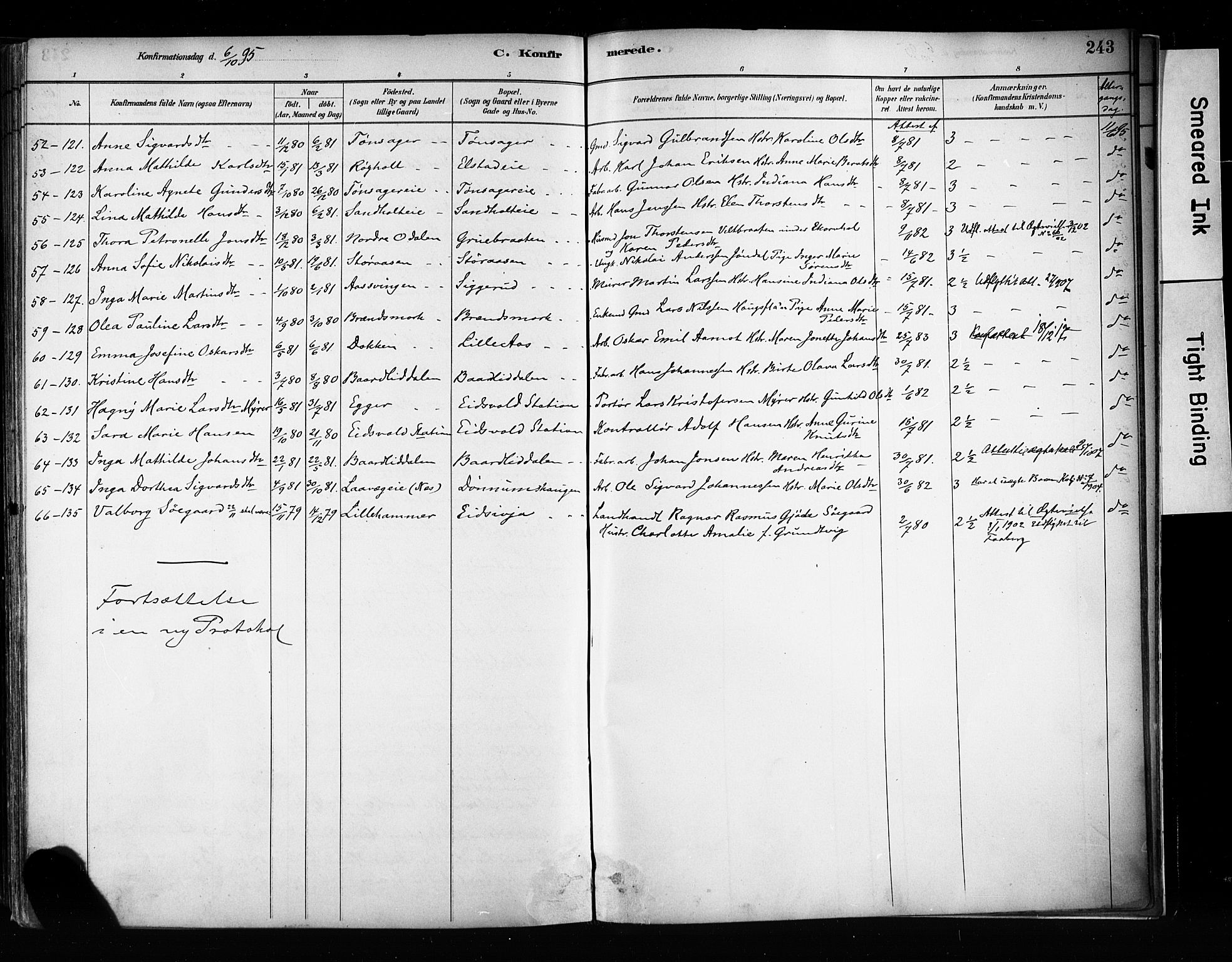 Eidsvoll prestekontor Kirkebøker, AV/SAO-A-10888/F/Fa/L0002: Ministerialbok nr. I 2, 1882-1895, s. 243