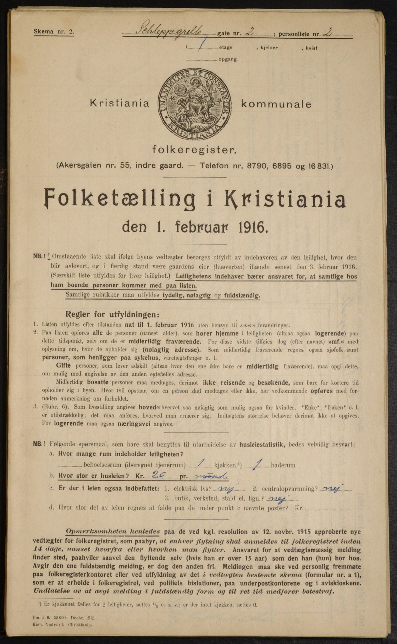 OBA, Kommunal folketelling 1.2.1916 for Kristiania, 1916, s. 91785
