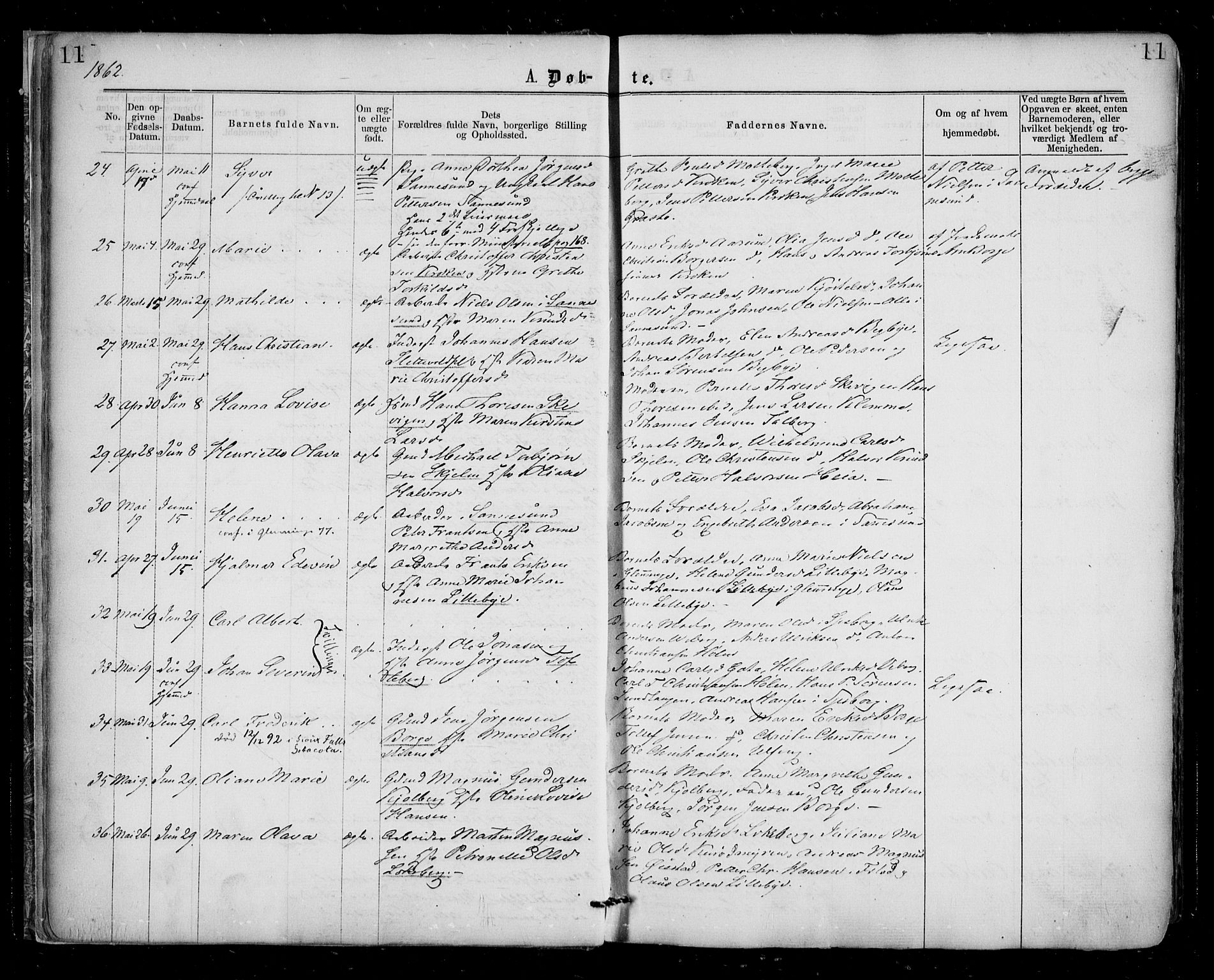 Borge prestekontor Kirkebøker, AV/SAO-A-10903/F/Fa/L0006: Ministerialbok nr. I 6, 1861-1874, s. 11