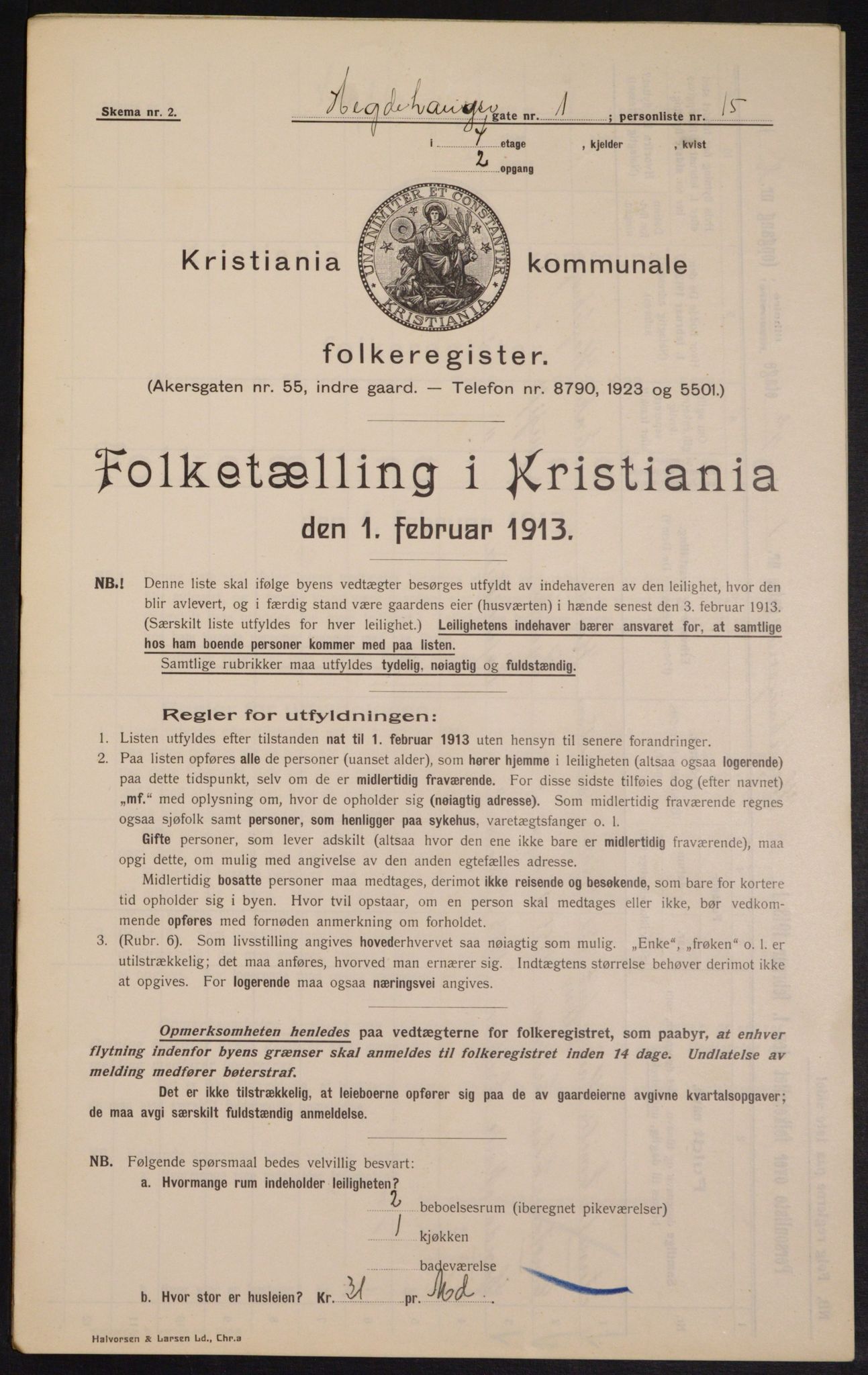 OBA, Kommunal folketelling 1.2.1913 for Kristiania, 1913, s. 36001