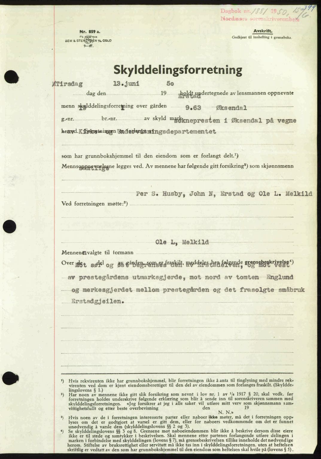 Nordmøre sorenskriveri, SAT/A-4132/1/2/2Ca: Pantebok nr. A115, 1950-1950, Dagboknr: 1881/1950