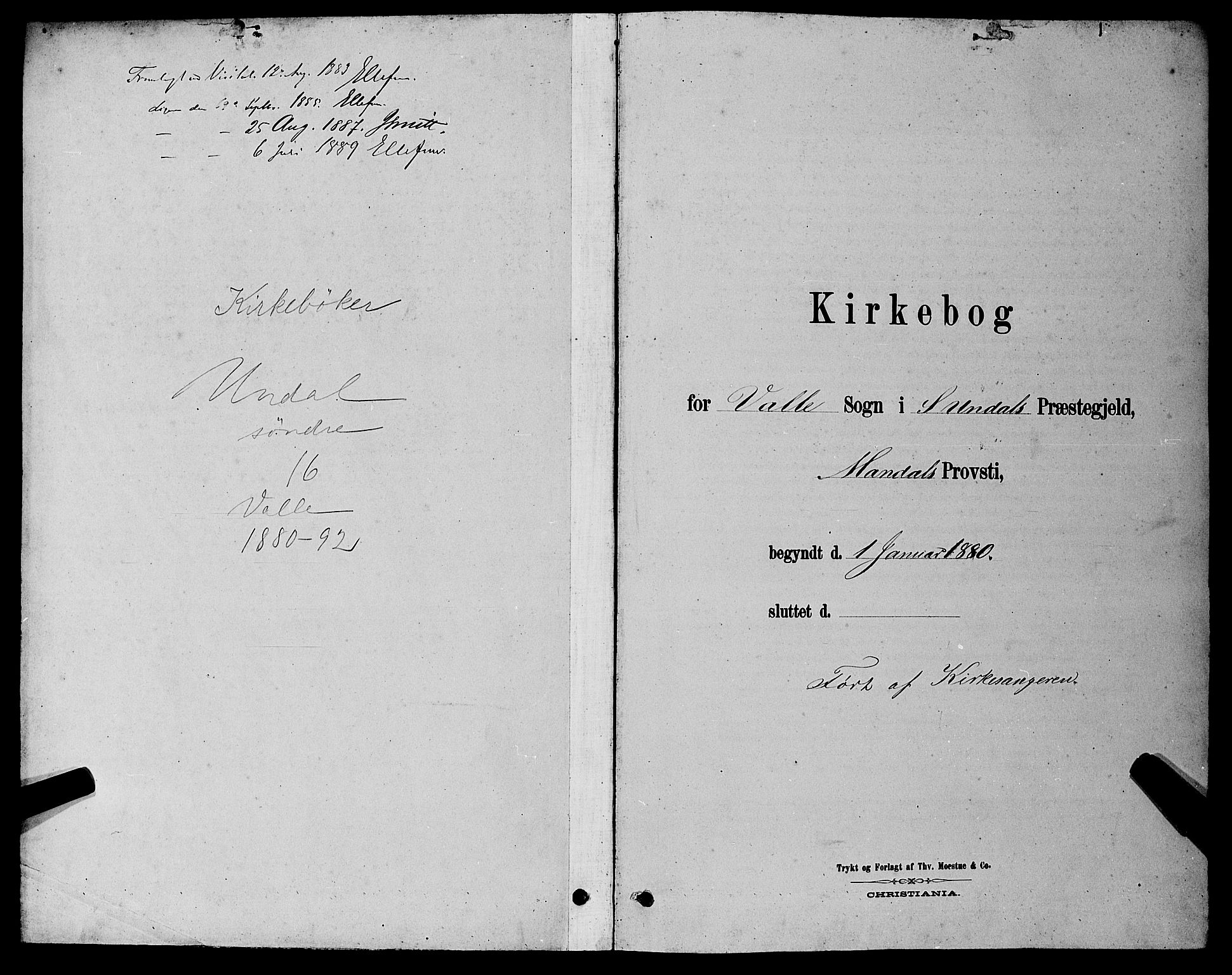 Sør-Audnedal sokneprestkontor, SAK/1111-0039/F/Fb/Fbb/L0005: Klokkerbok nr. B 5, 1880-1892