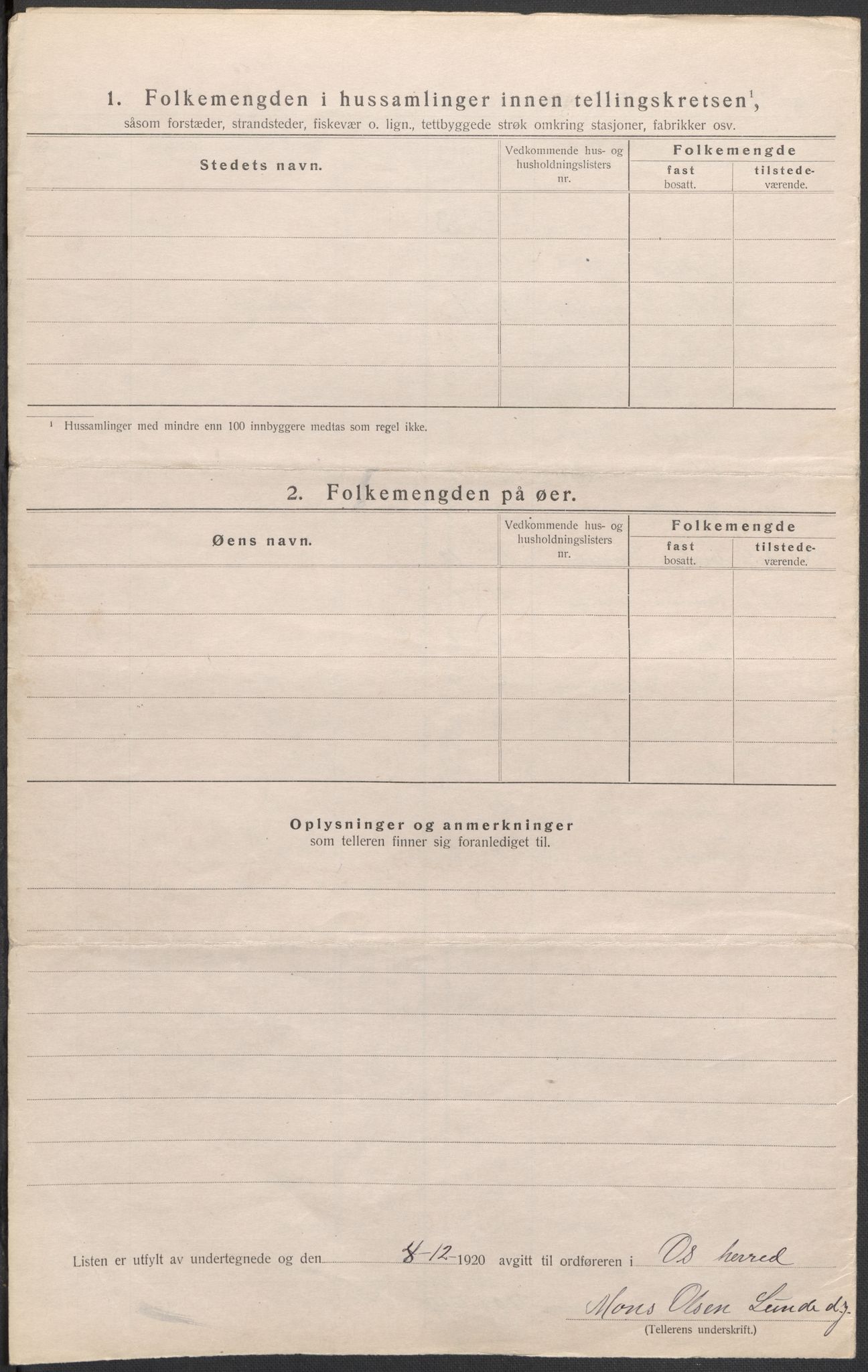 SAB, Folketelling 1920 for 1243 Os herred, 1920, s. 22