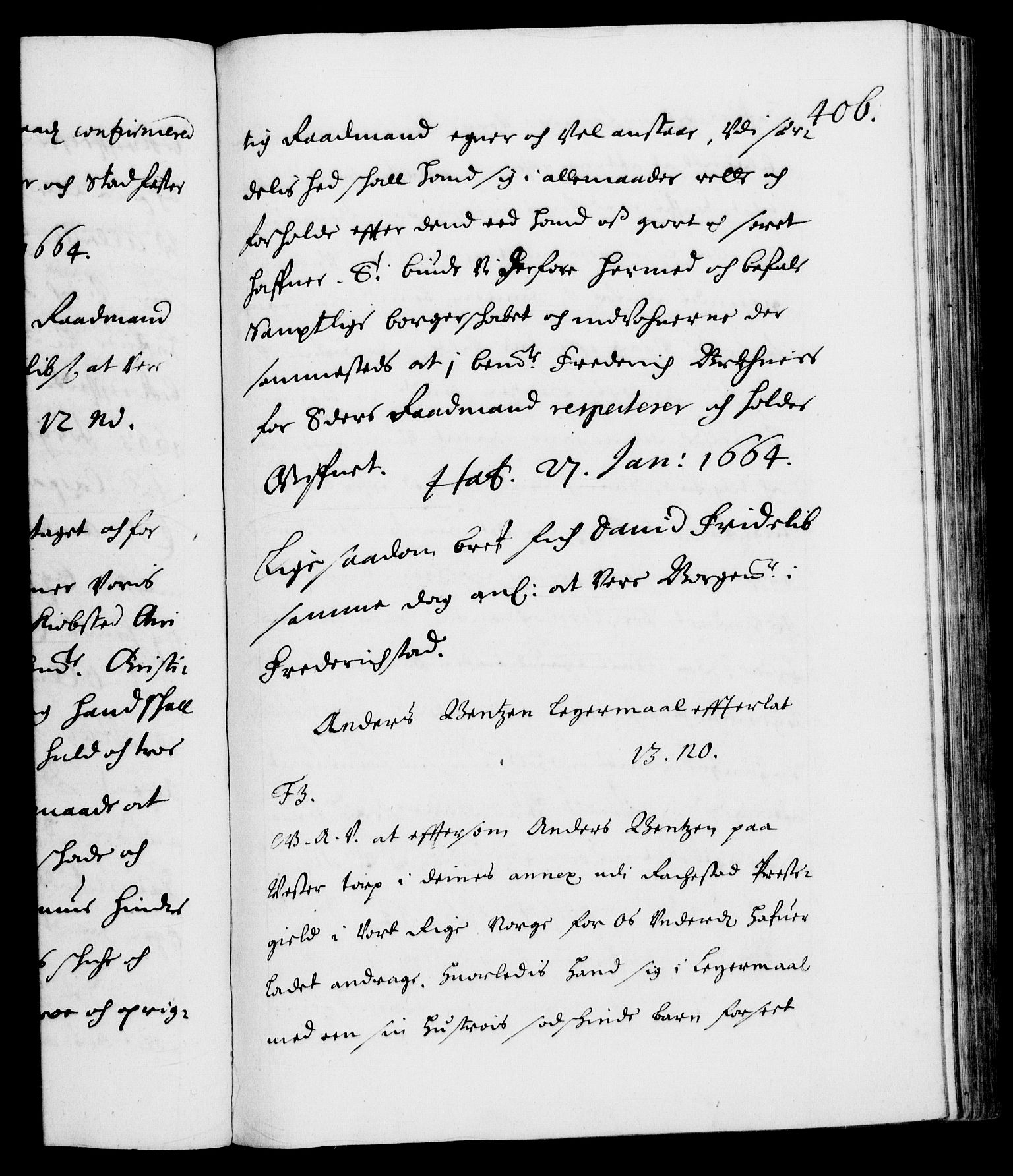 Danske Kanselli 1572-1799, AV/RA-EA-3023/F/Fc/Fca/Fcaa/L0010: Norske registre (mikrofilm), 1660-1670, s. 406a