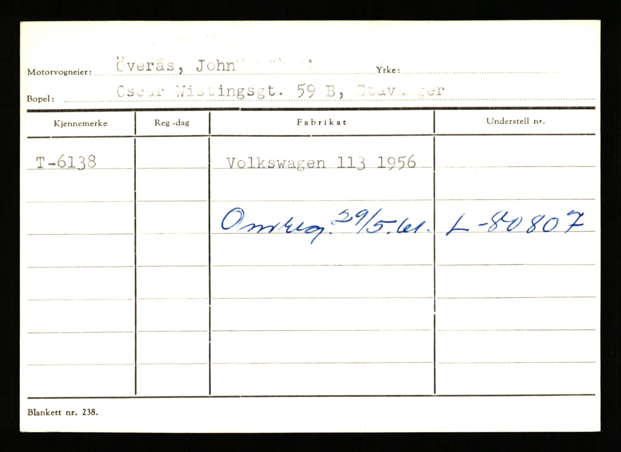 Stavanger trafikkstasjon, AV/SAST-A-101942/0/G/L0002: Registreringsnummer: 5791 - 10405, 1930-1971, s. 151