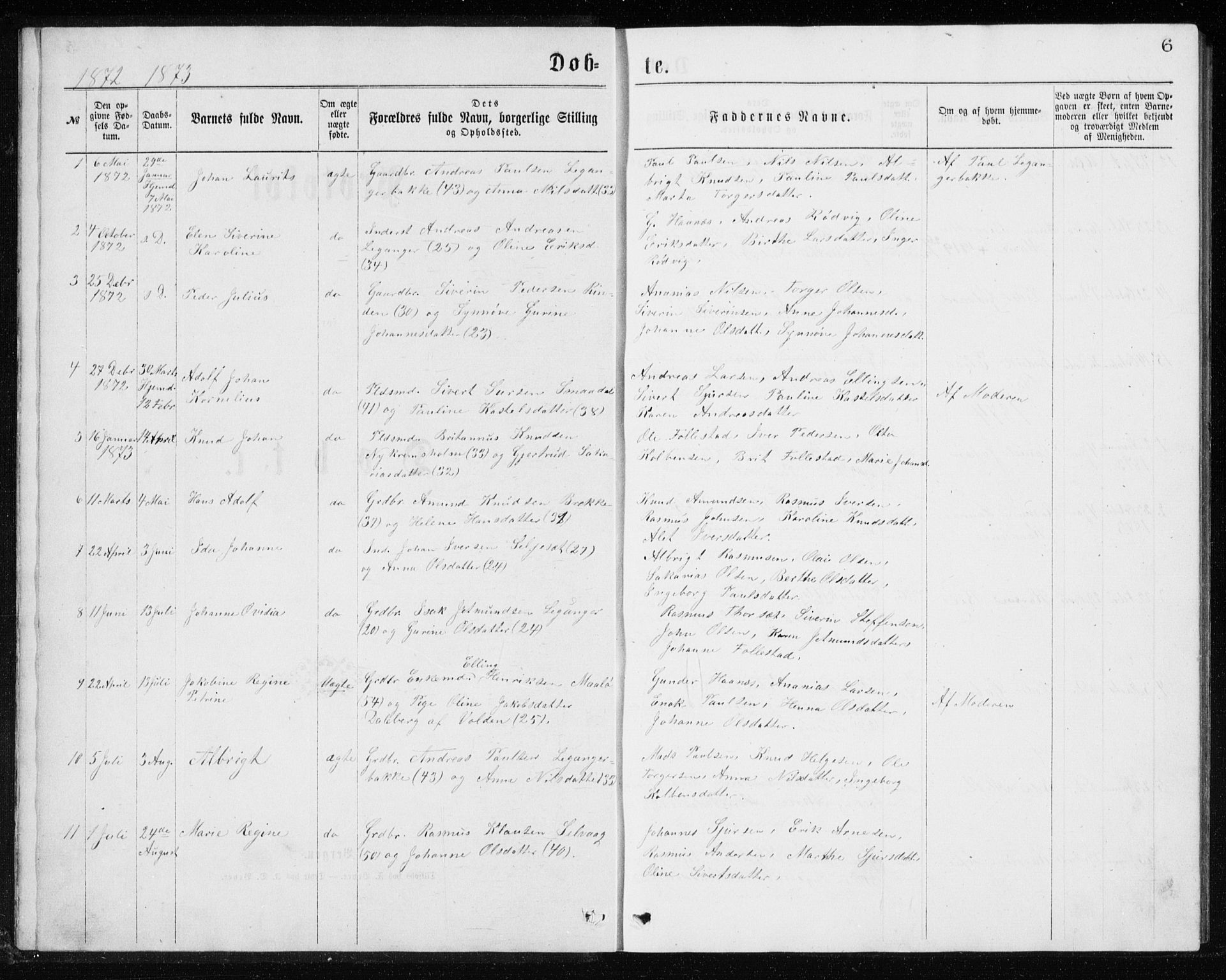 Ministerialprotokoller, klokkerbøker og fødselsregistre - Møre og Romsdal, AV/SAT-A-1454/508/L0097: Klokkerbok nr. 508C01, 1873-1897, s. 6