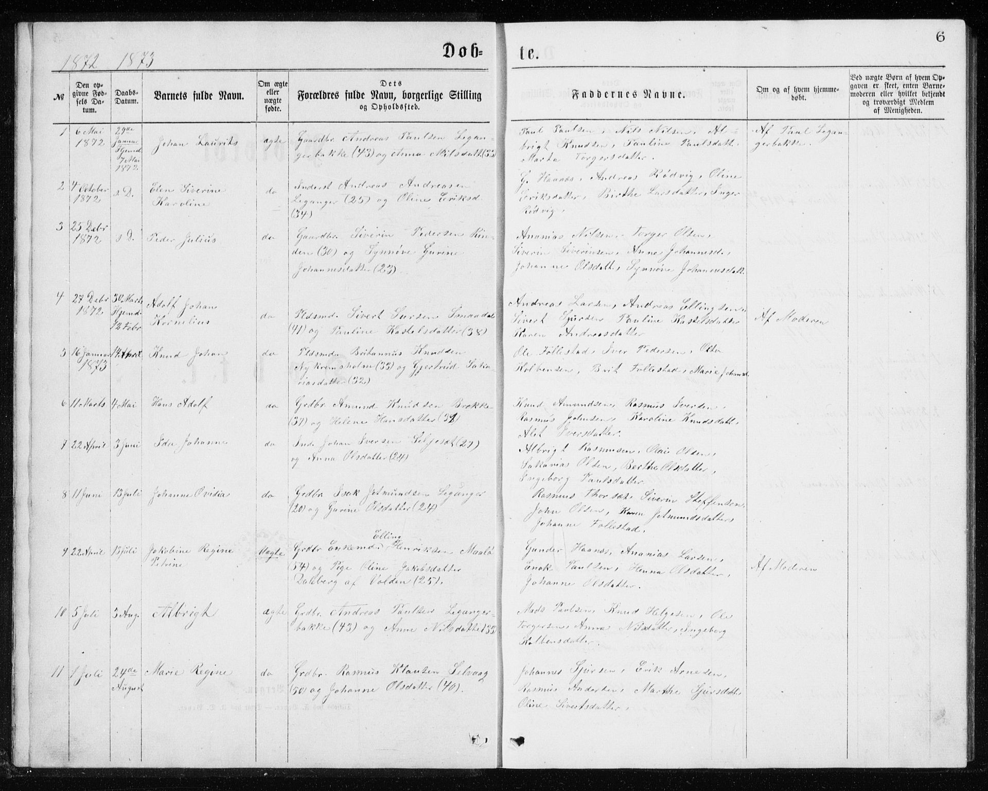 Ministerialprotokoller, klokkerbøker og fødselsregistre - Møre og Romsdal, SAT/A-1454/508/L0097: Klokkerbok nr. 508C01, 1873-1897, s. 6