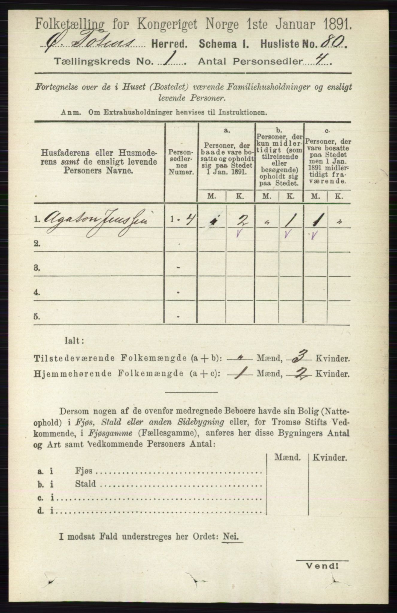 RA, Folketelling 1891 for 0528 Østre Toten herred, 1891, s. 133