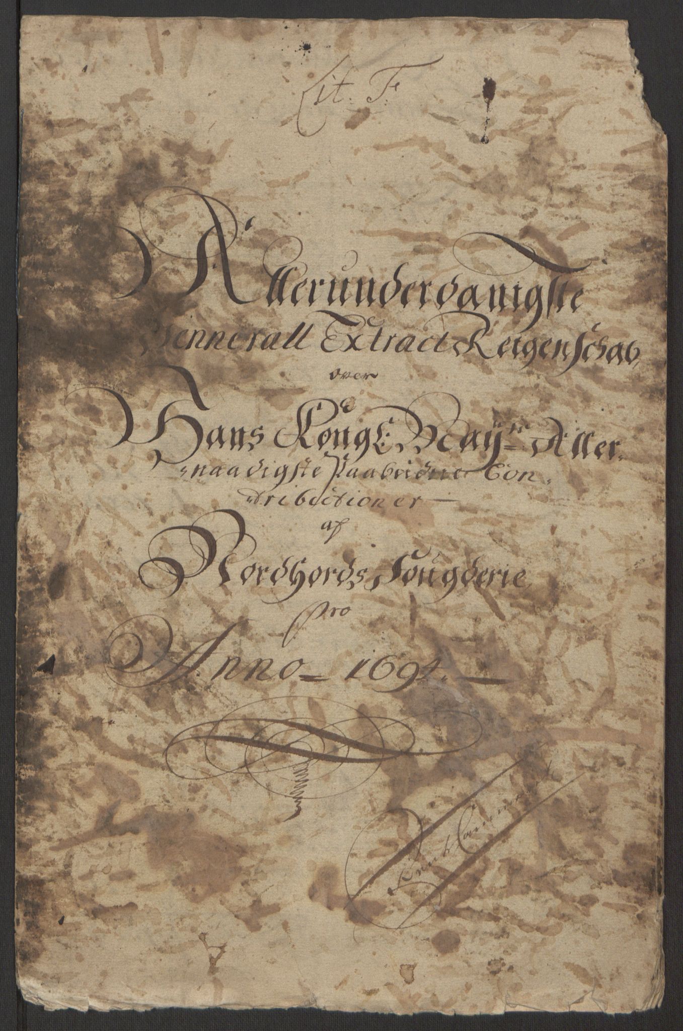 Rentekammeret inntil 1814, Reviderte regnskaper, Fogderegnskap, RA/EA-4092/R51/L3182: Fogderegnskap Nordhordland og Voss, 1694, s. 4