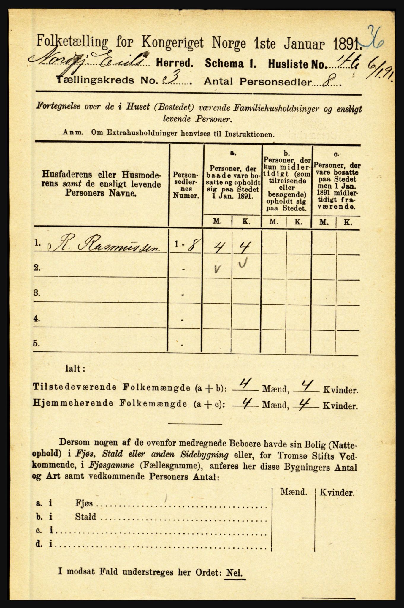 RA, Folketelling 1891 for 1443 Eid herred, 1891, s. 533