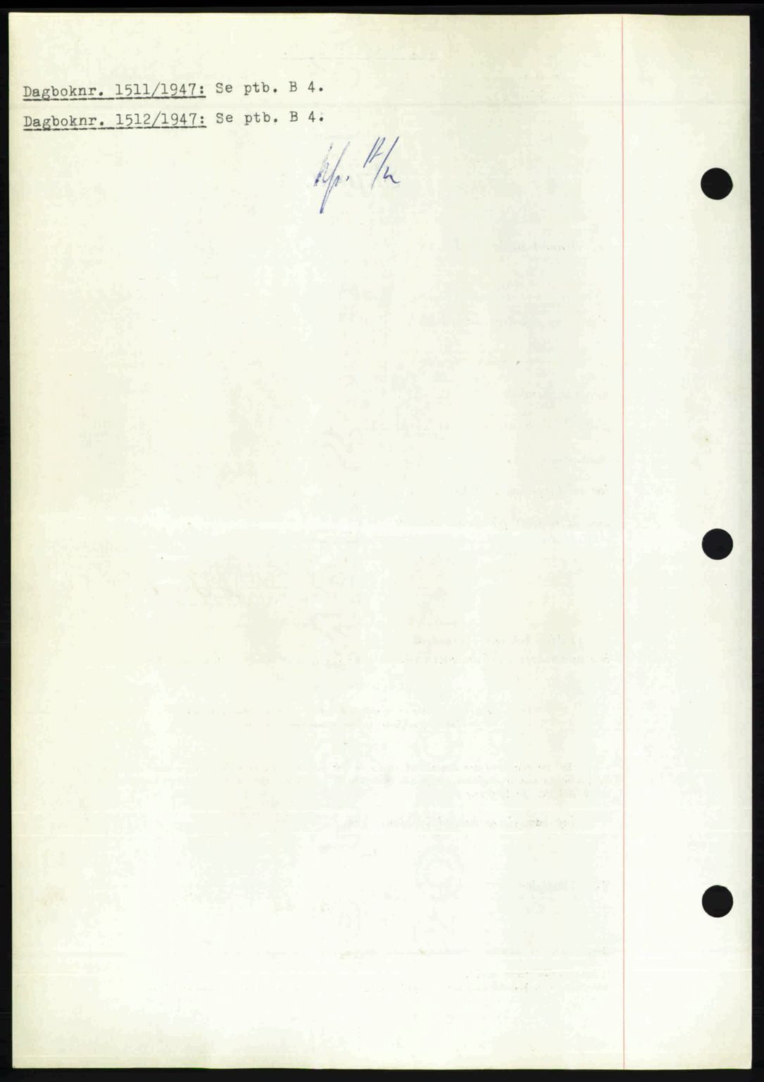 Nedenes sorenskriveri, SAK/1221-0006/G/Gb/Gba/L0058: Pantebok nr. A10, 1947-1948, Dagboknr: 1511/1947
