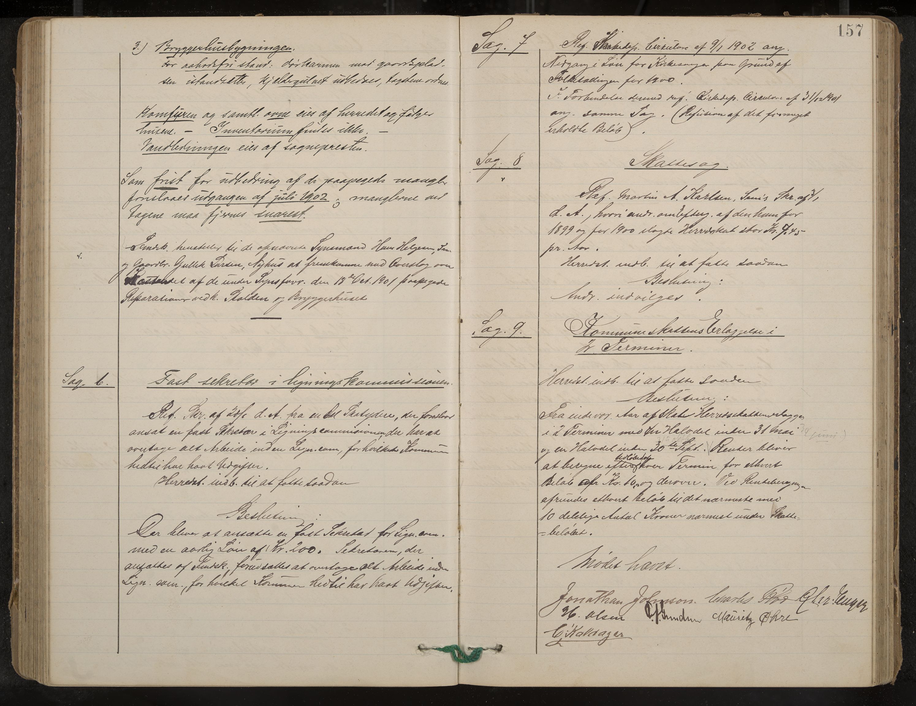 Nøtterøy formannskap og sentraladministrasjon, IKAK/0722021-1/A/Aa/L0005: Møtebok med register, 1896-1905, s. 157
