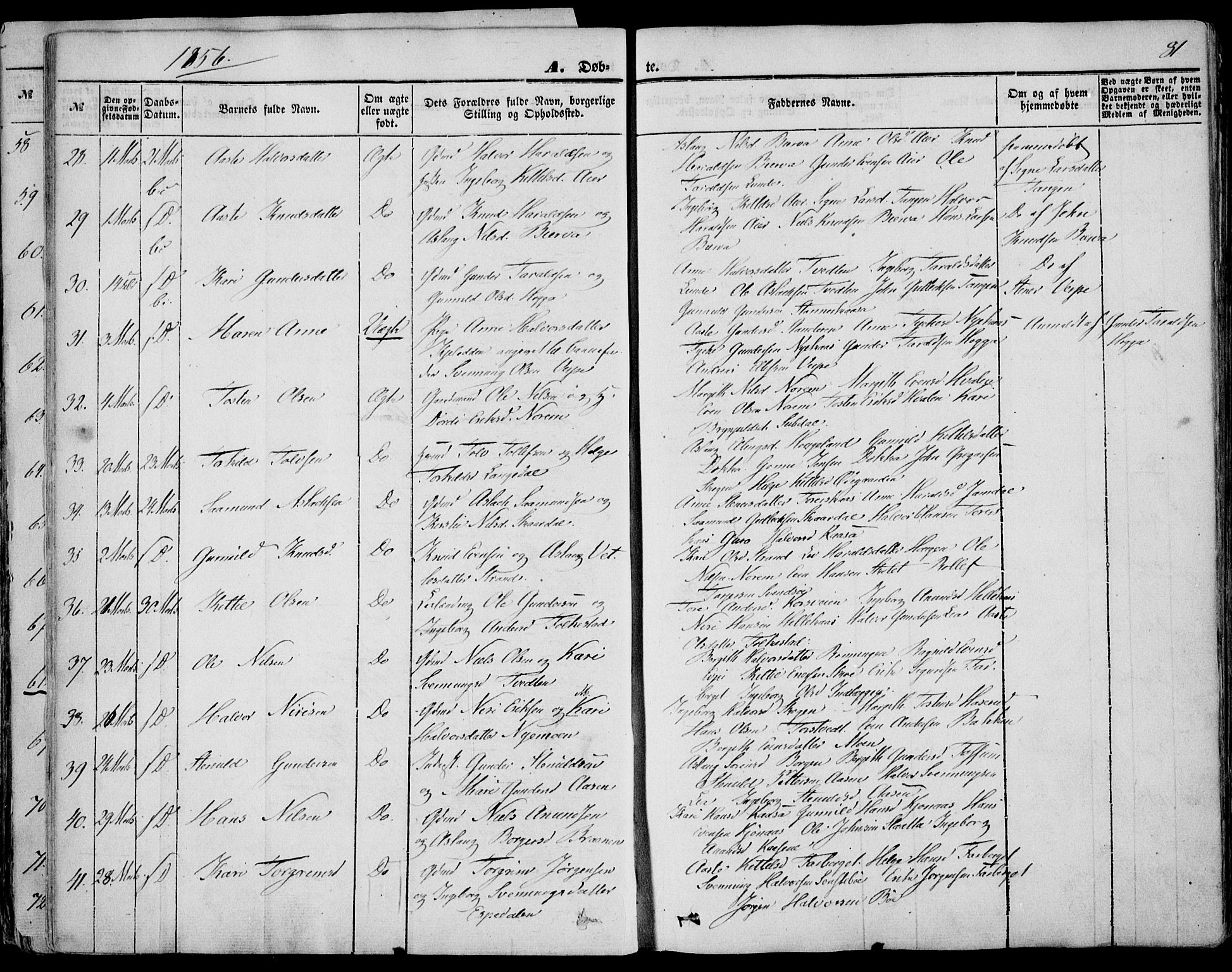 Bø kirkebøker, AV/SAKO-A-257/F/Fa/L0008: Ministerialbok nr. 8, 1849-1861, s. 81