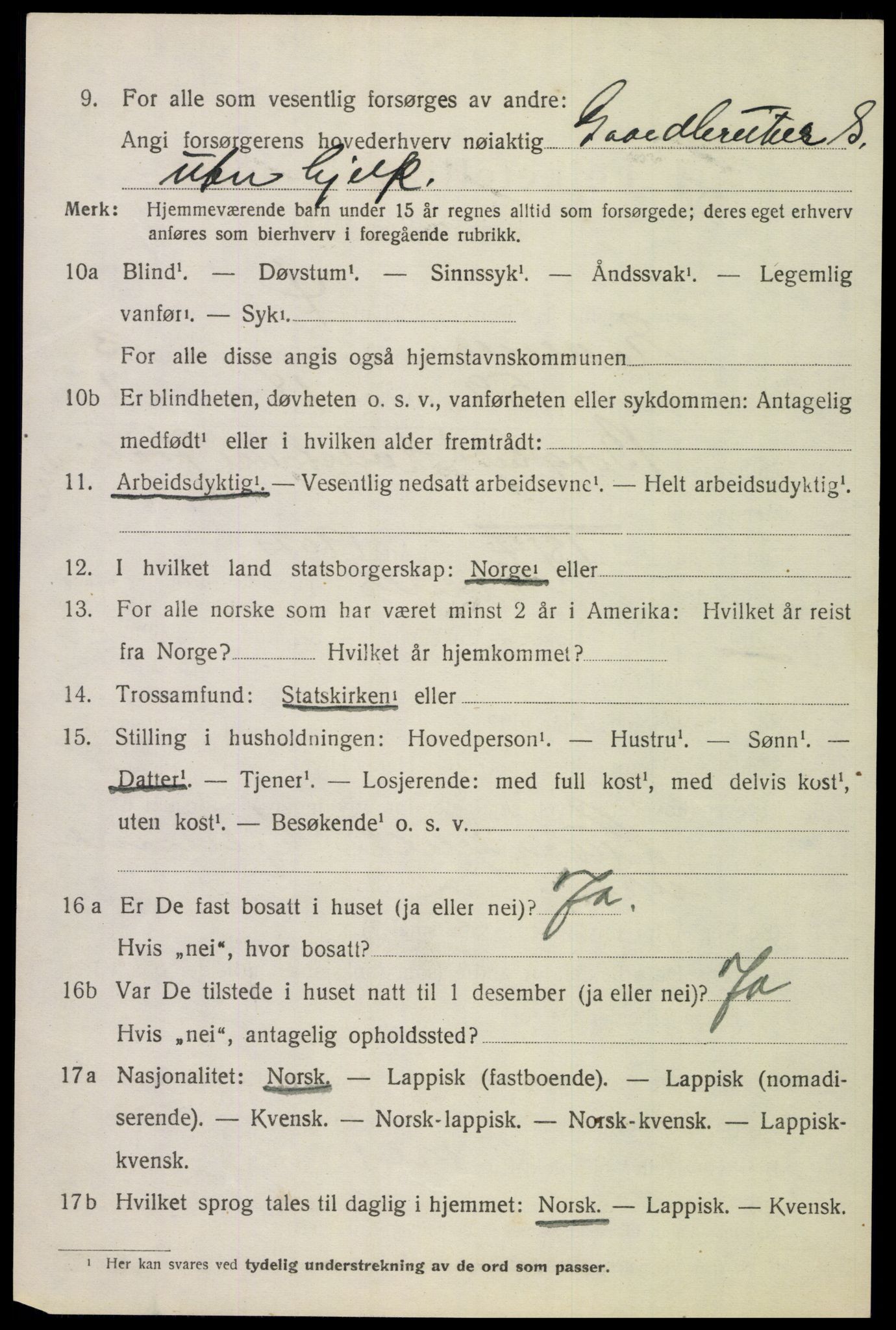 SAT, Folketelling 1920 for 1853 Evenes herred, 1920, s. 3579