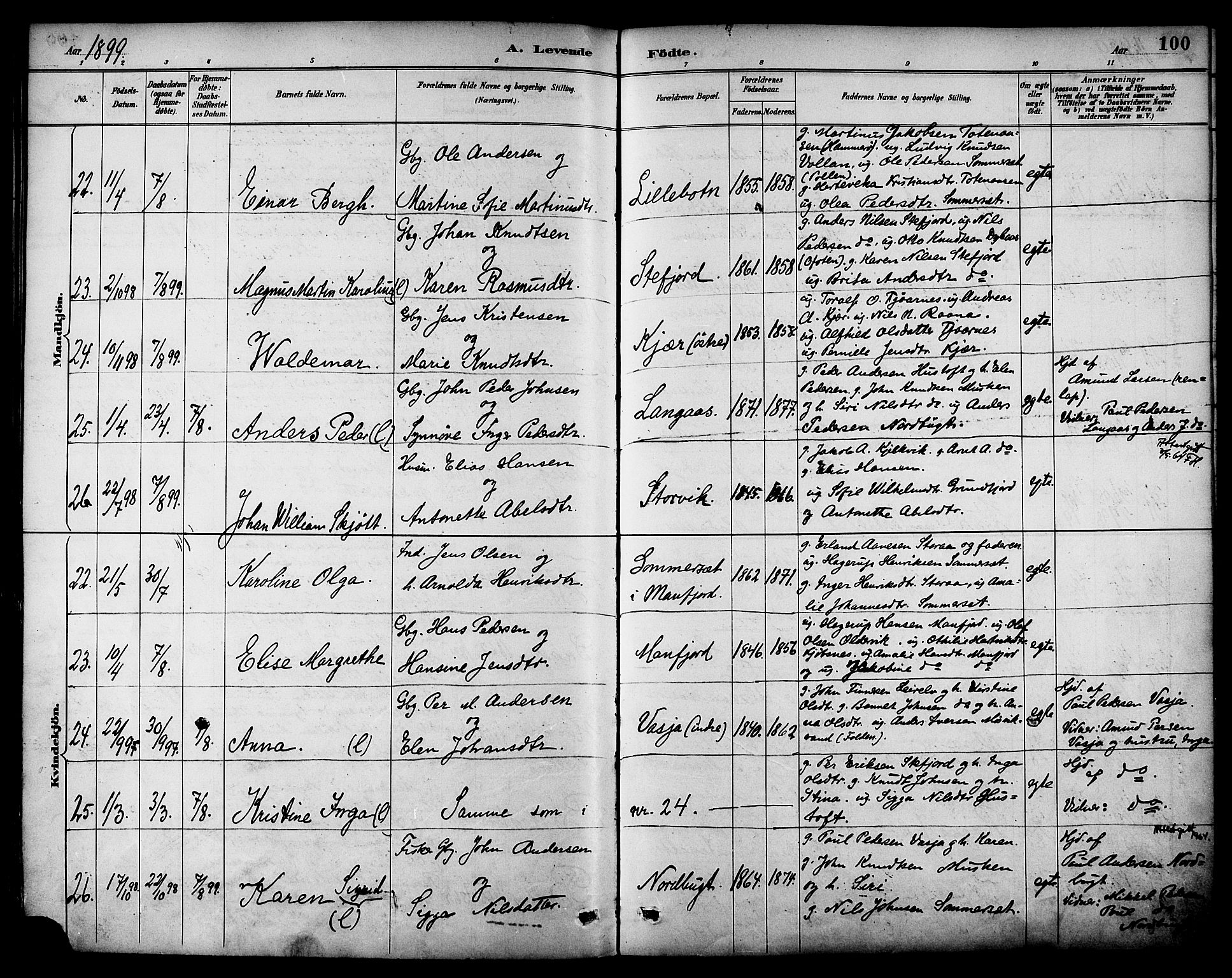 Ministerialprotokoller, klokkerbøker og fødselsregistre - Nordland, AV/SAT-A-1459/861/L0869: Ministerialbok nr. 861A04, 1889-1903, s. 100