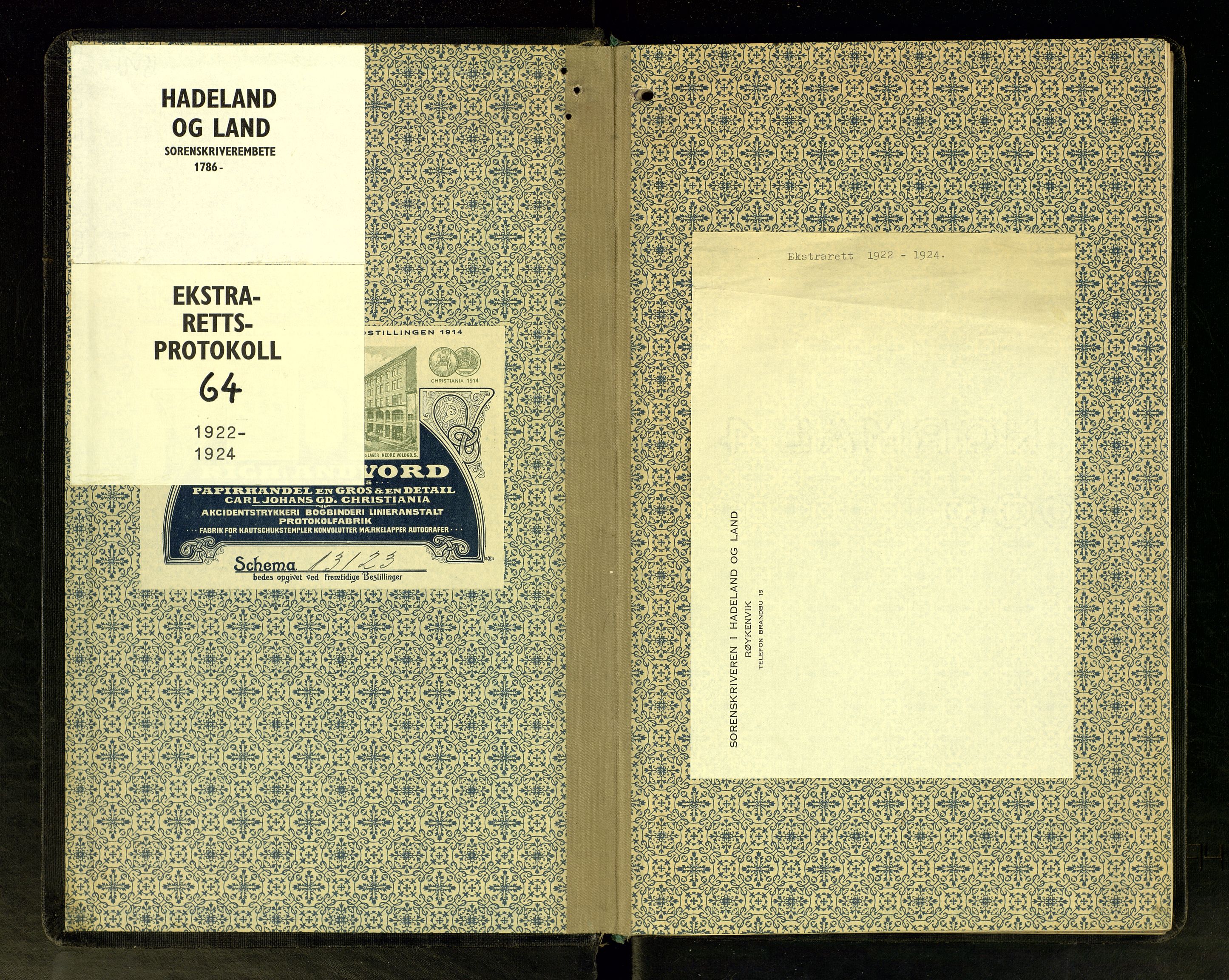 Hadeland og Land tingrett, AV/SAH-TING-010/G/Gc/L0064: Ekstrarettsprotokoll, 1922-1924