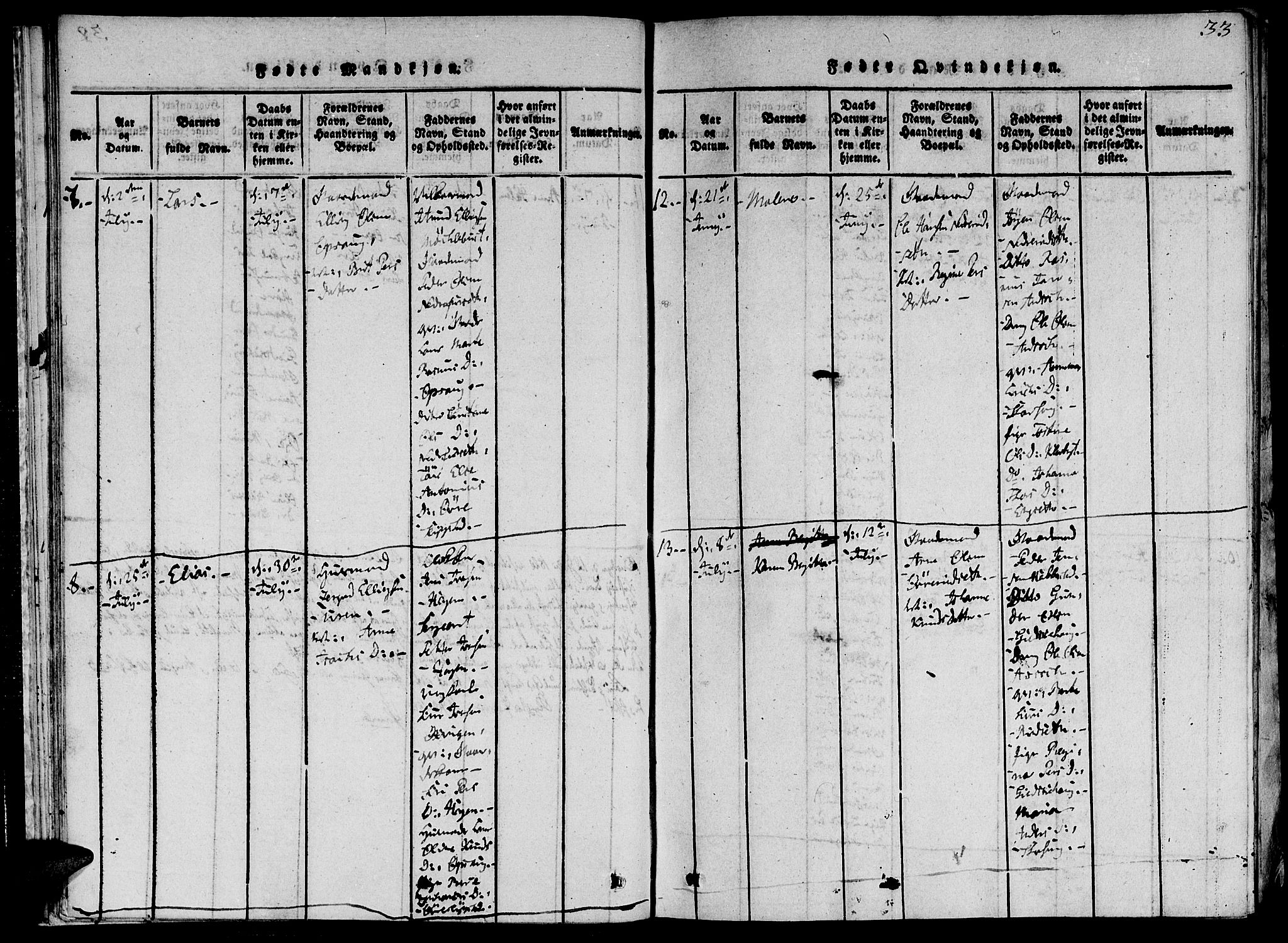 Ministerialprotokoller, klokkerbøker og fødselsregistre - Møre og Romsdal, AV/SAT-A-1454/520/L0273: Ministerialbok nr. 520A03, 1817-1826, s. 33